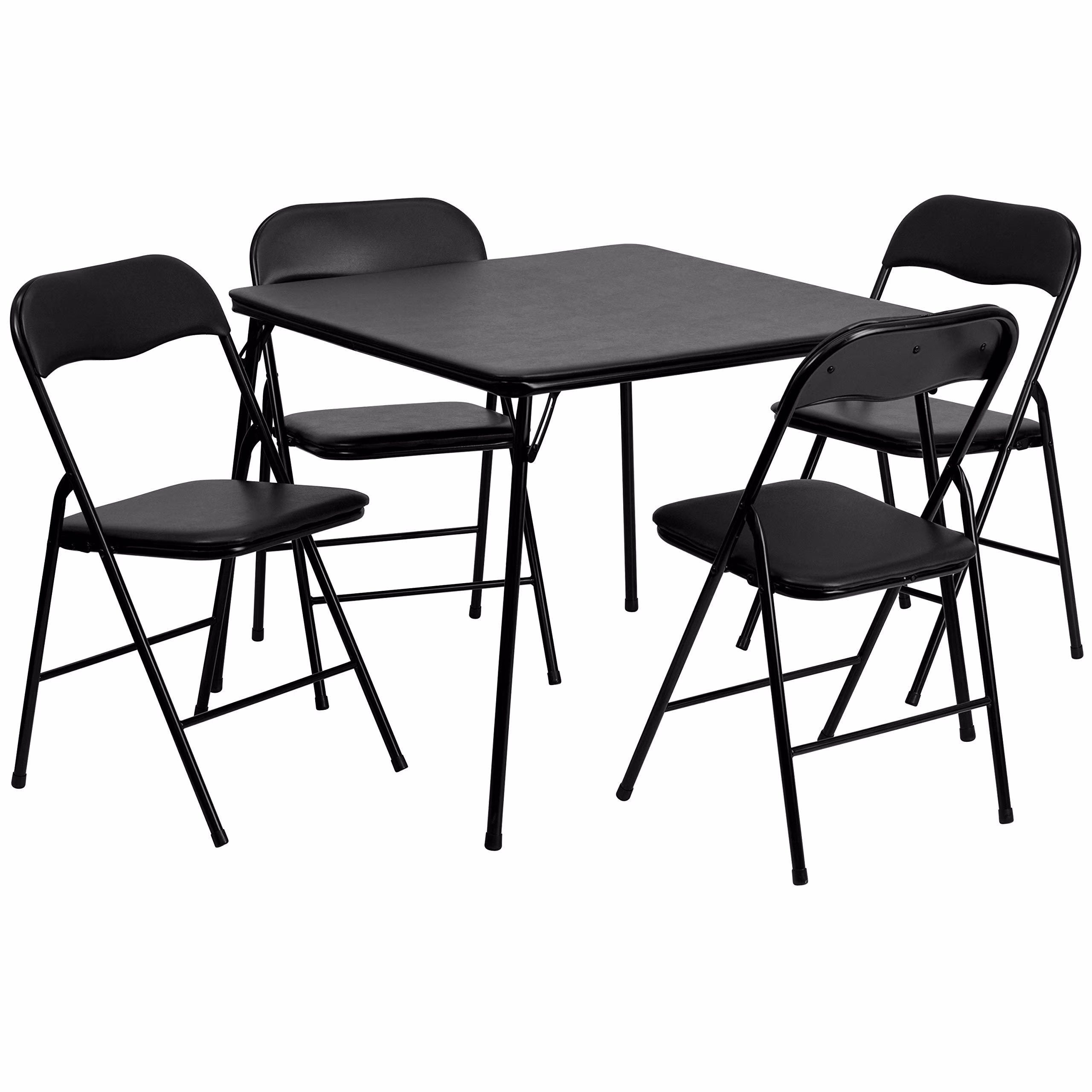 Madison 5 - Piece Folding Card Table and Chairs Set, Portable Event Table and Chairs Set, Black
