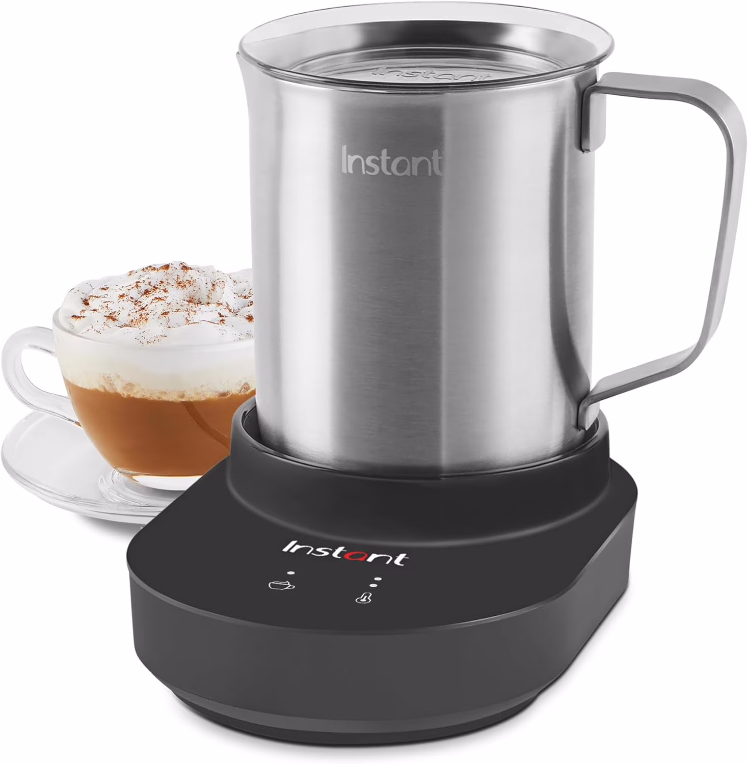 Instant Magic Froth 9-in-1 Electric Milk Steamer and Frother,17oz Stainless Steel Pitcher,Hot and Cold Foam Maker and Milk Warmer for Lattes