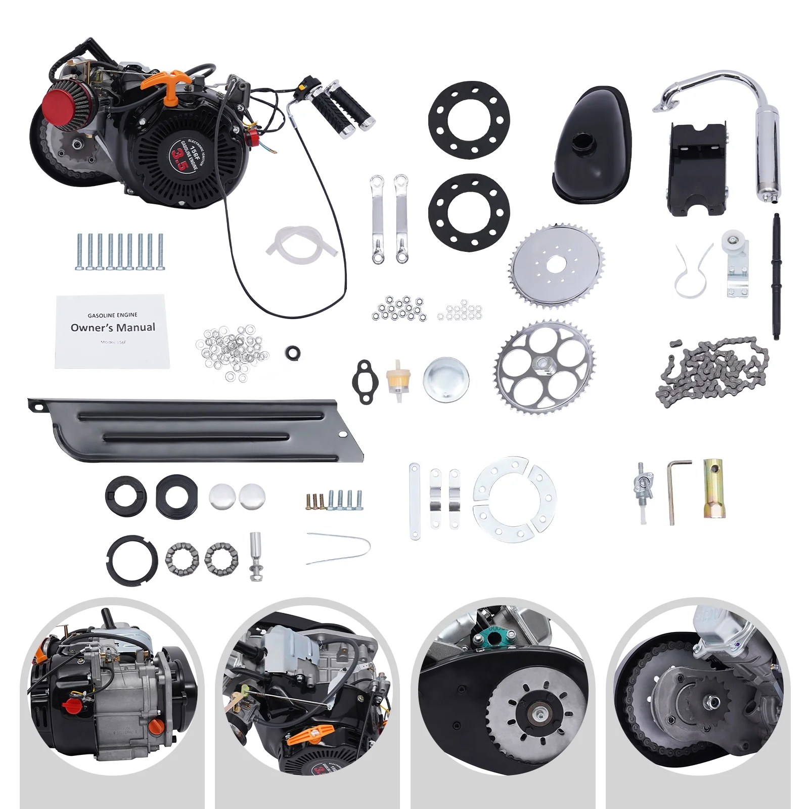 Full Set 100CC 4-Stroke Bicycle Engine Kit Gas Motorized Motor Bike Modified Engine Conversion Kit Chain Drive 3HP 3600Rpm - Image 5