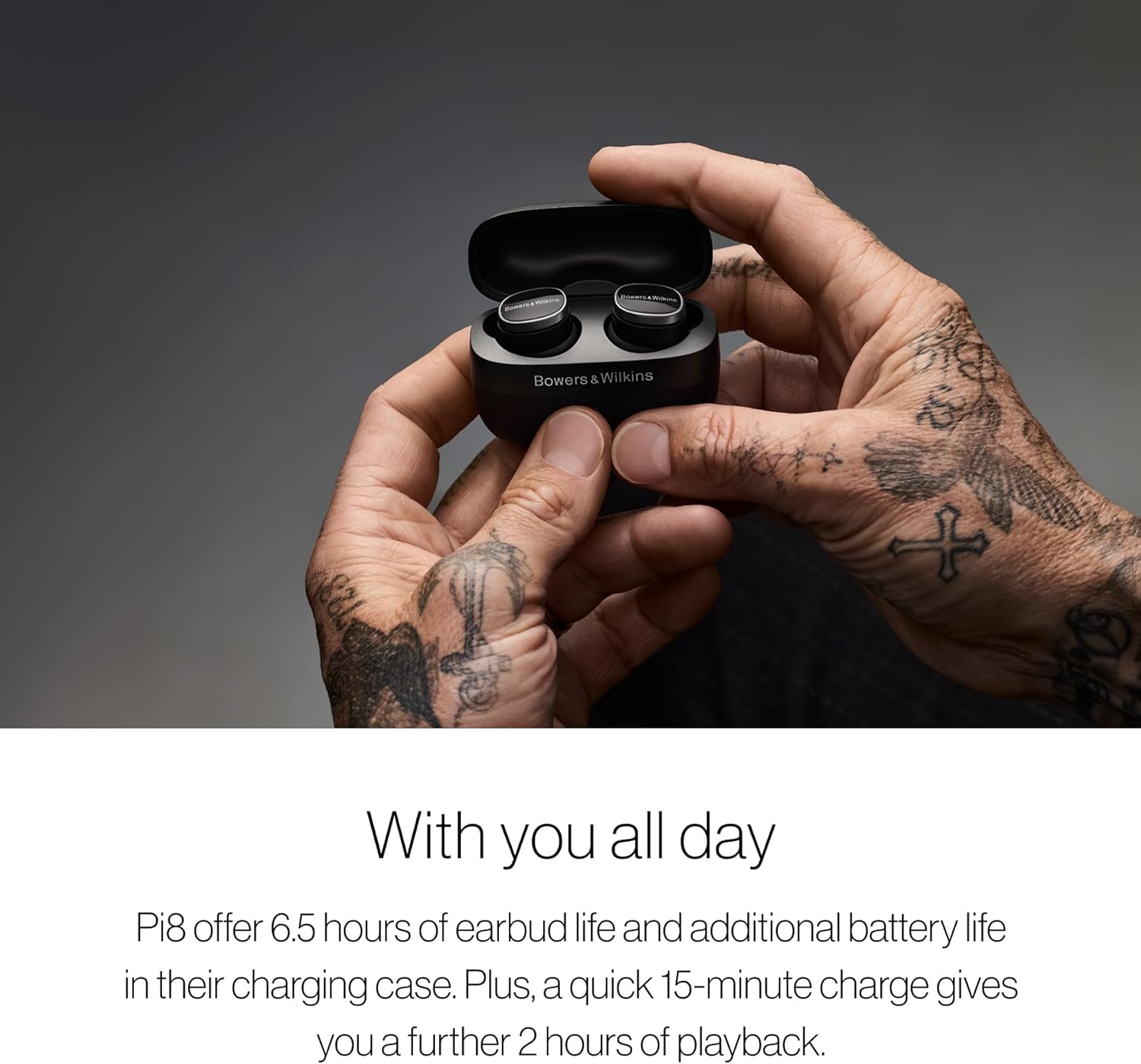 Bowers & Wilkins Pi8 Bluetooth Wireless Earbuds (Anthracite Black)  in-Ear Bluetooth Earphones with Qualcomm Chipset & aptX Lossless  Active Noise Cancelling Earbuds  3 Built-in Mics  15-Min Charging