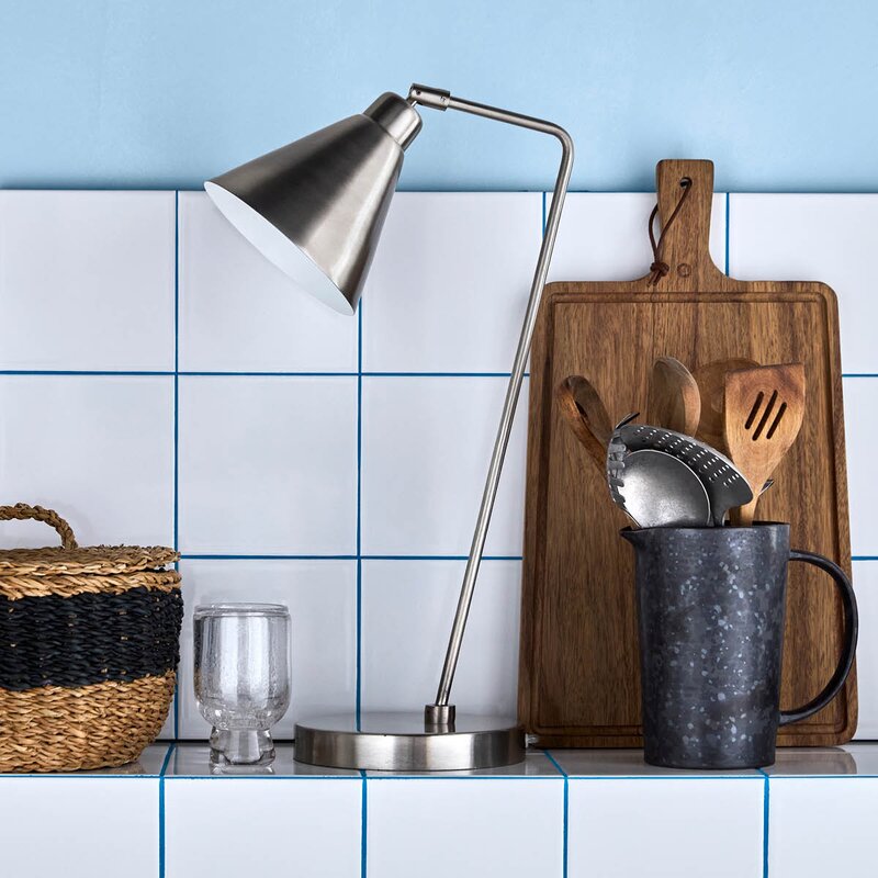 Game bordlampe 54x22 cm børstet sølvfinish