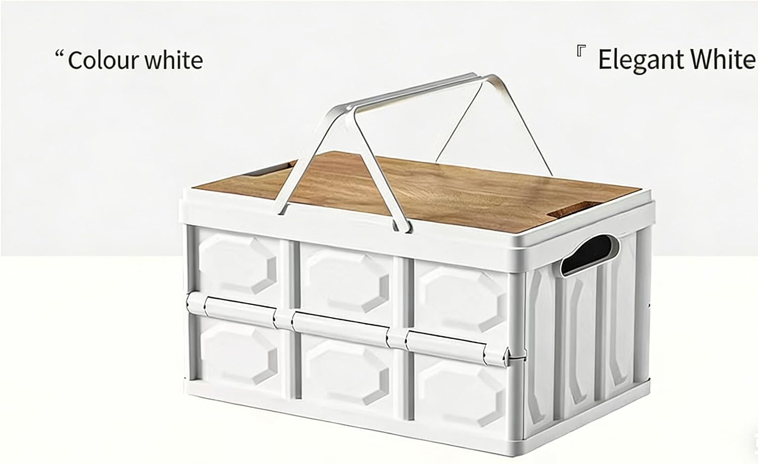 Outdoor camping storage box with lid, multi-functional large-capacity storage box for car trunk, portable stall organizing box, foldable, white, indoor storage box