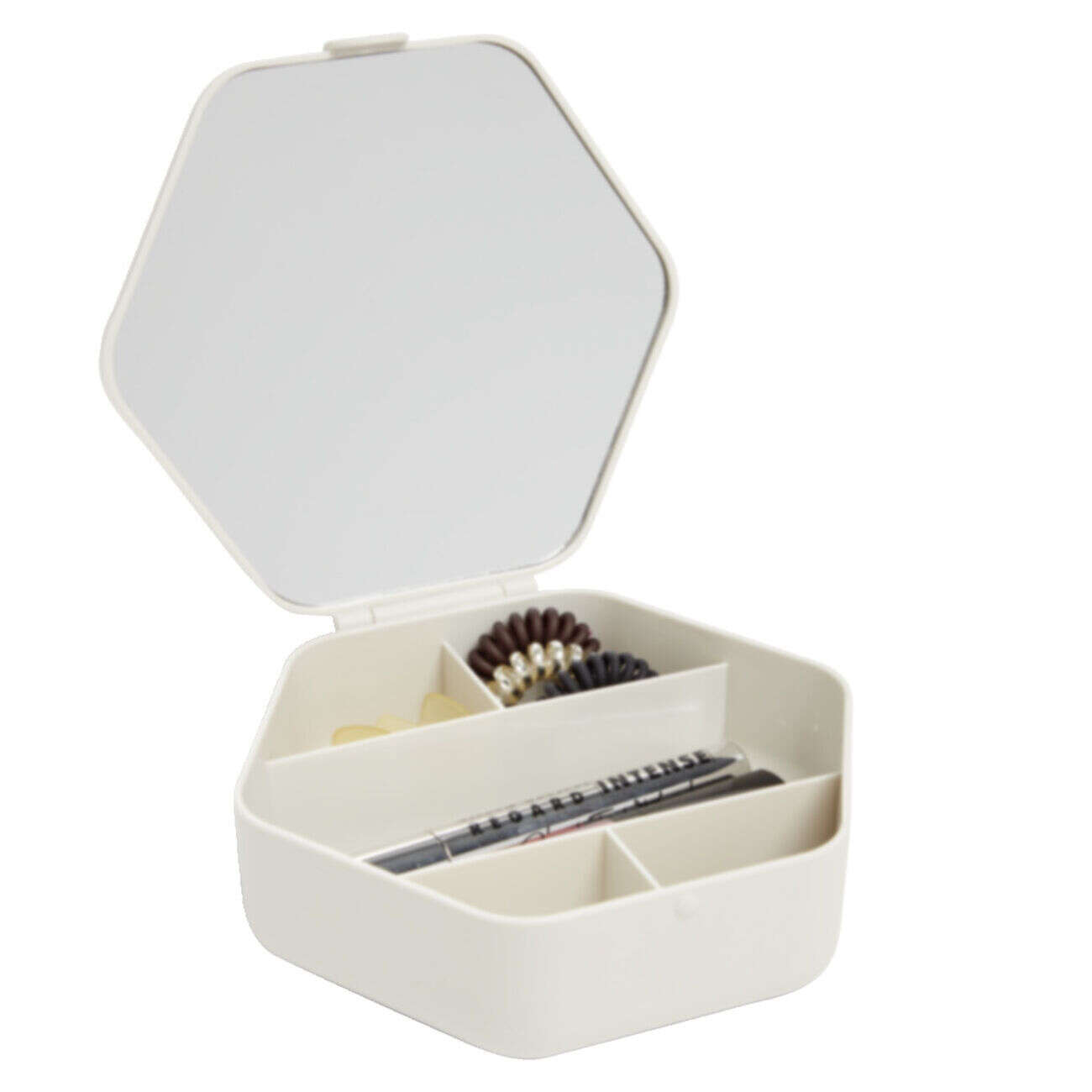 Boîte organisateur à cosmétique et bijoux avec miroir 15x14cm (2 modèles)