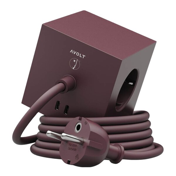 Square 1 Bauhaus Archiv USB-C kabel 1,8 m Mulberry Red