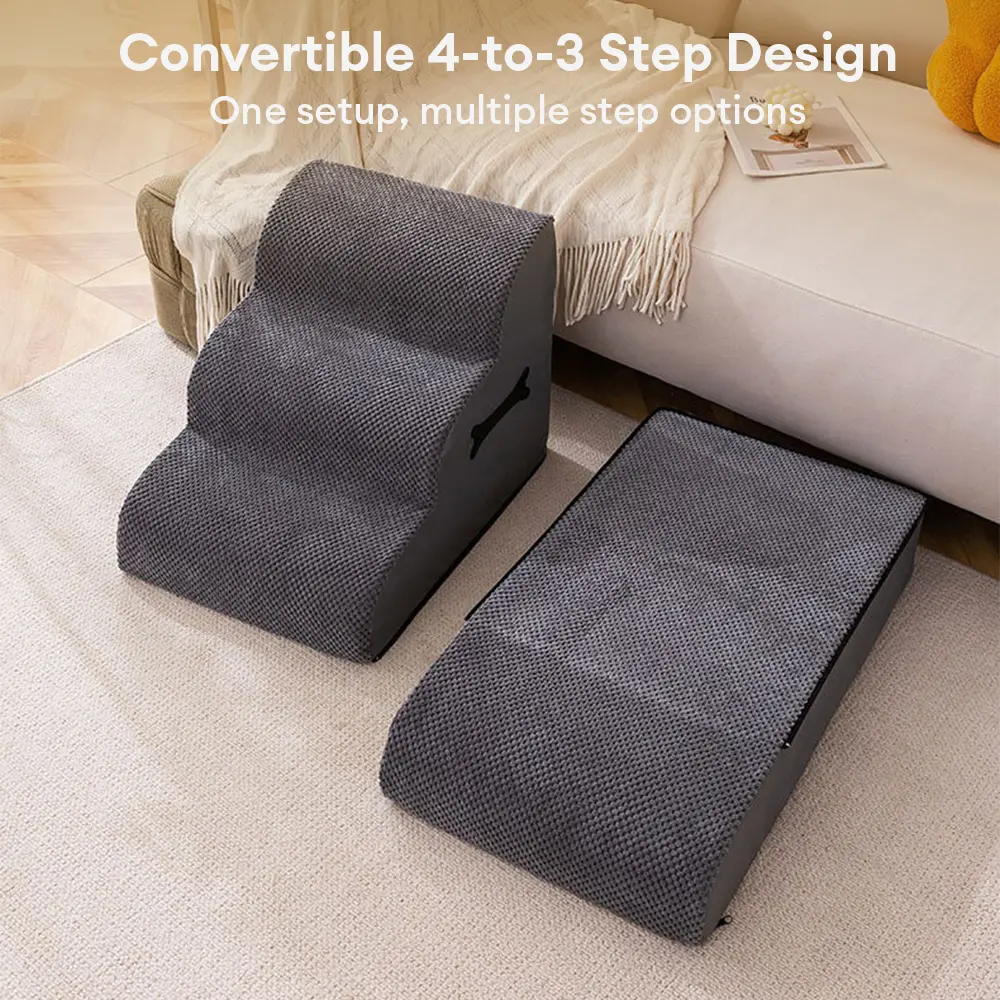 Adjustable Non-Slip Washable Soft Dog Stairs with Gentle Ramp
