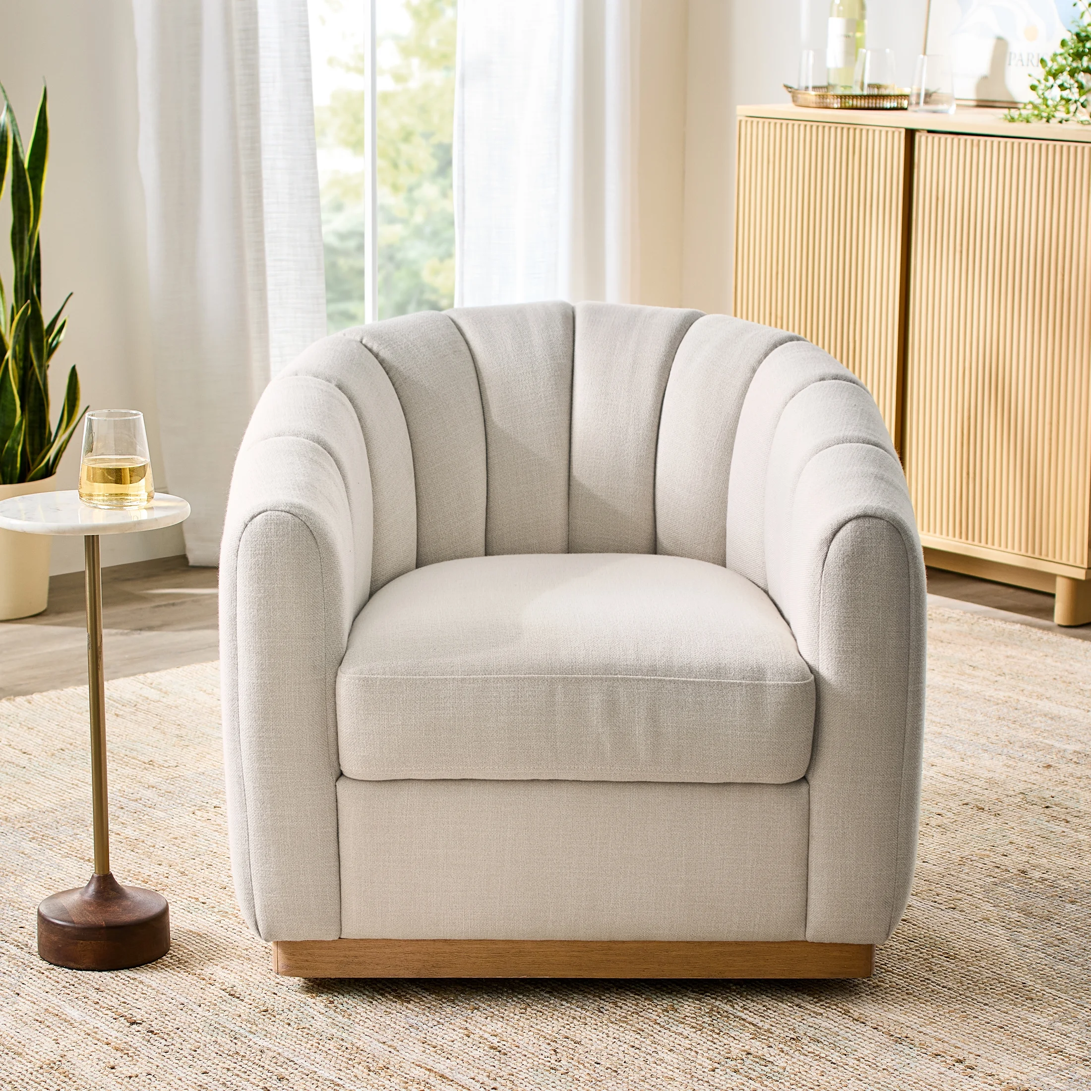 Lillian Accent Swivel Chair, Cream Linen(Cream Linen) - Image 6