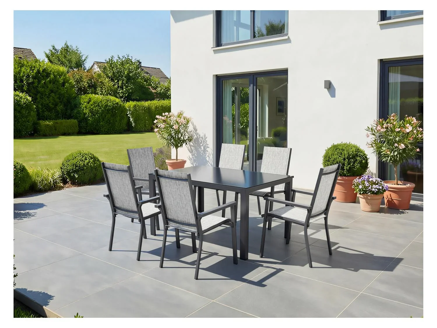 LIVARNO Table de jardin + Lot de 6 fauteuils en aluminium Houston