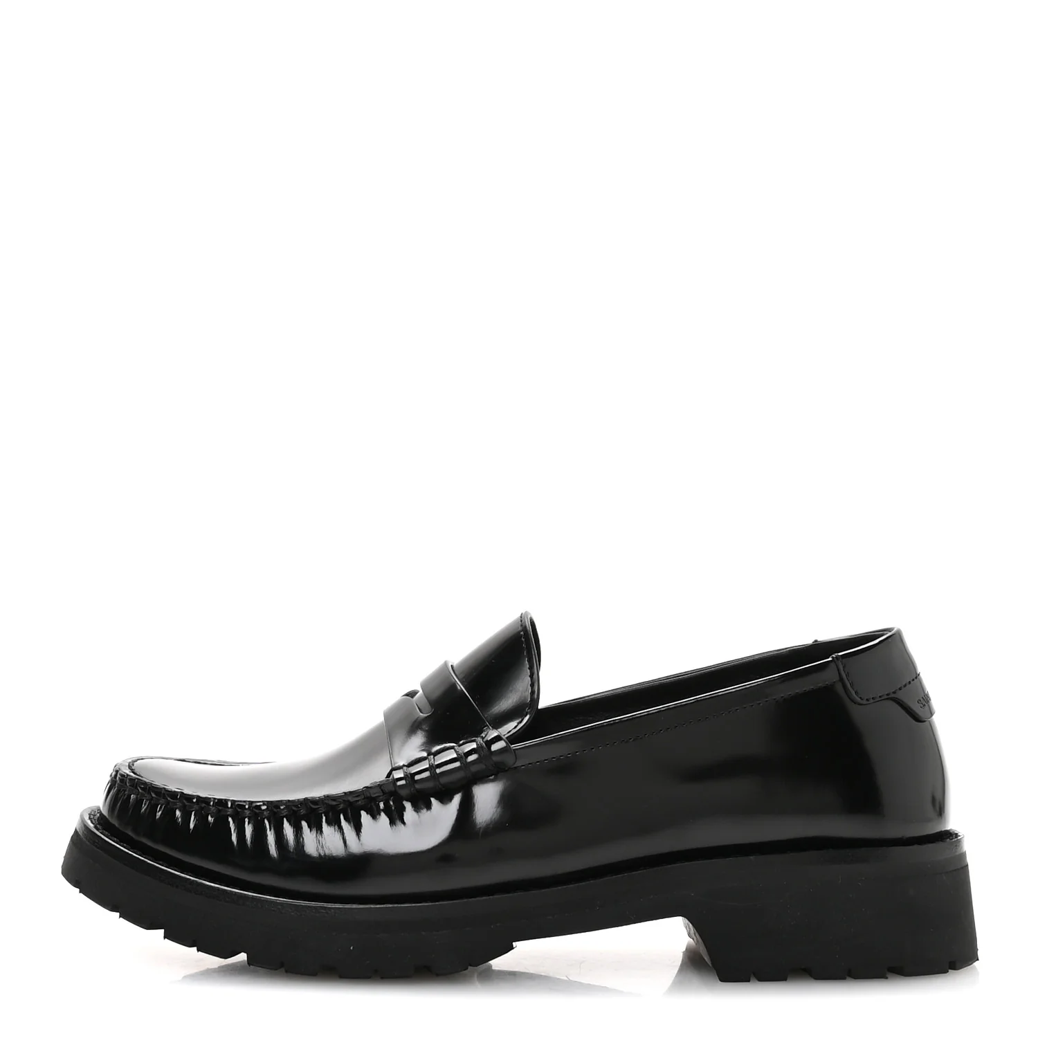 Glazed Calfskin Chunky Le Loafer Penny Slippers 38 Black