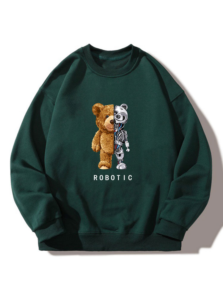Sweat-shirt décontracté à col rond Robot Bear