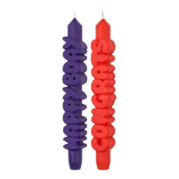 3D kronelys 23 cm 2 stk B-DAY indigo/oransje