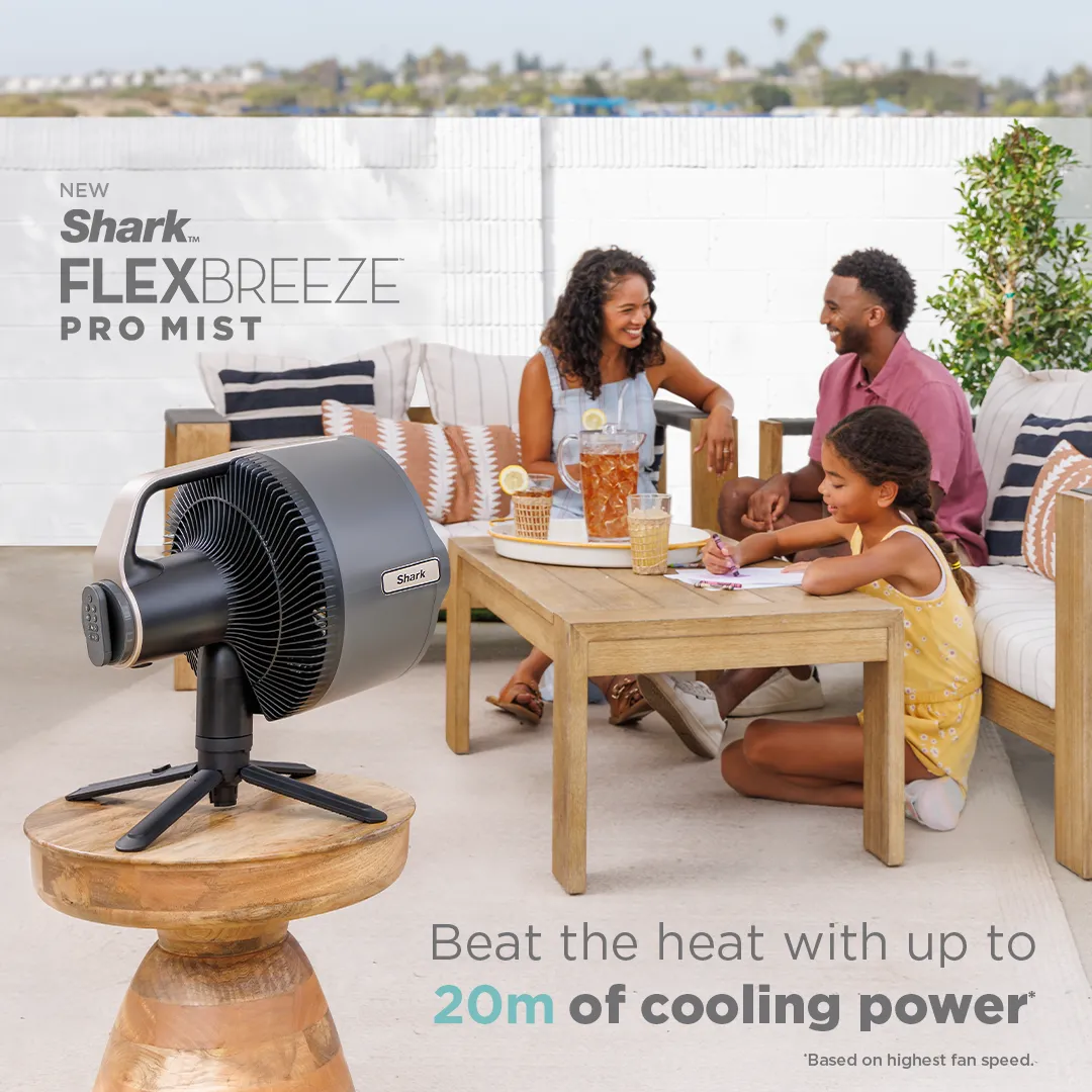 Shark FlexBreeze Pro Mist Indoor Outdoor Pedestal & Table Fan With Water Tank