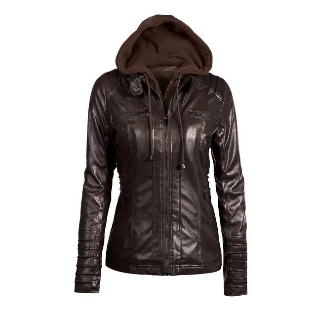 Sophie Paris I Veste en Similicuir avec Détails Zippés