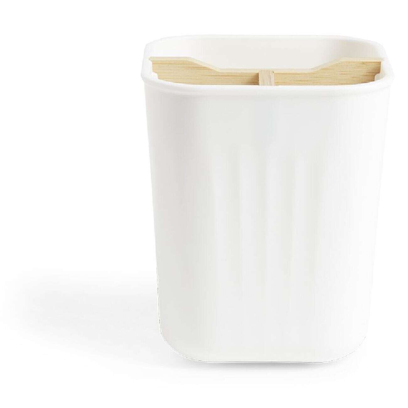 Support brosse à dents bambou et plastique blanc