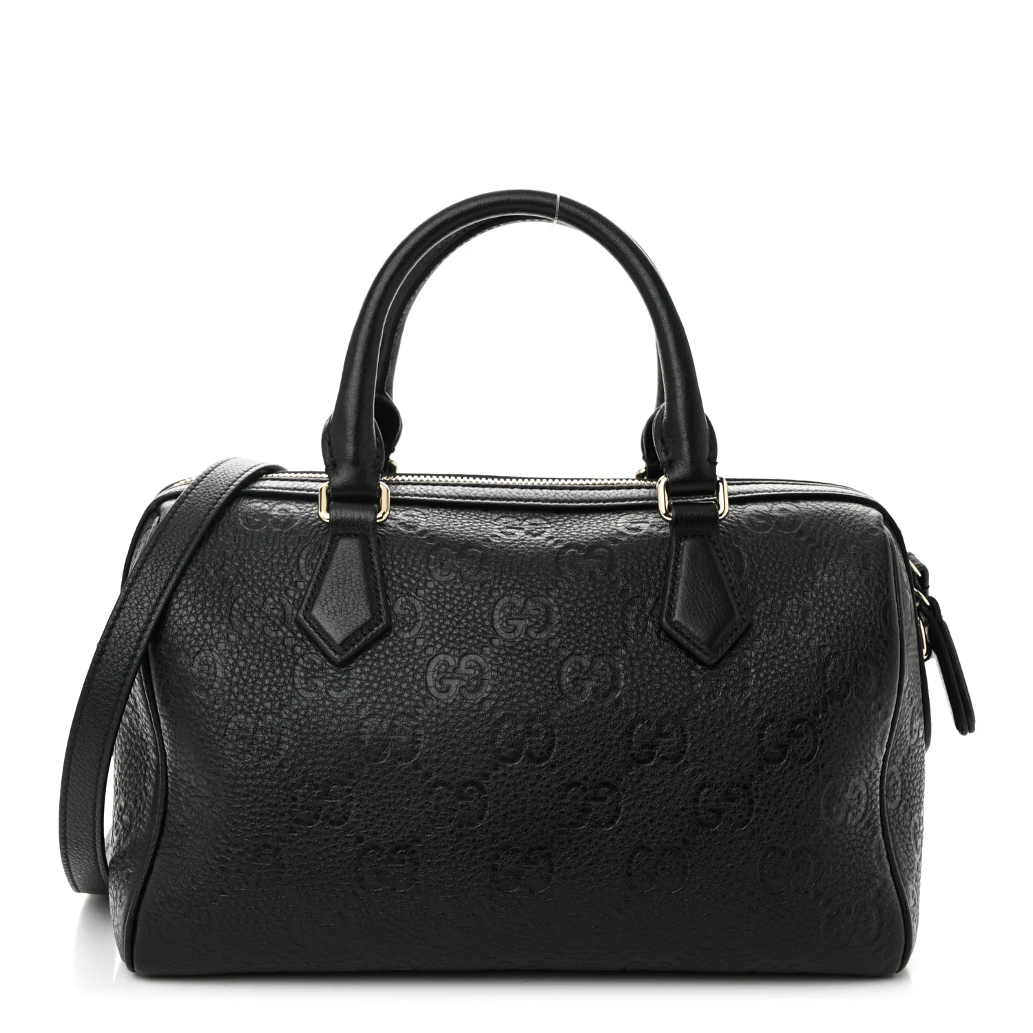 Calfskin GG Emblem Small Top Handle Bag Black