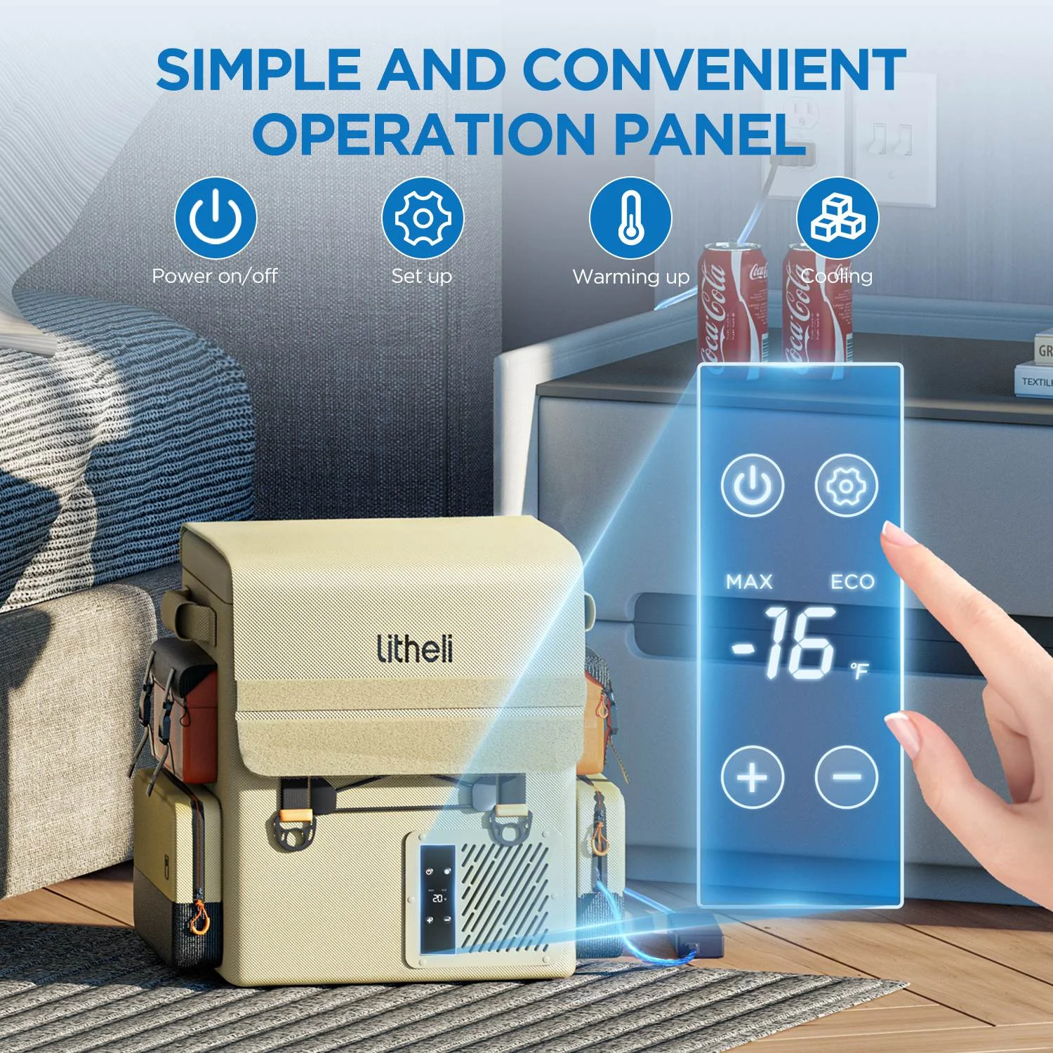 16L Backpack Refrigerator, 55W Portable Electric Fridge Freezer Compressor Cooler for Fast Cooling Down to -4��F with Ergonomic Backpack Design for Camping Car RV Home - Image 6