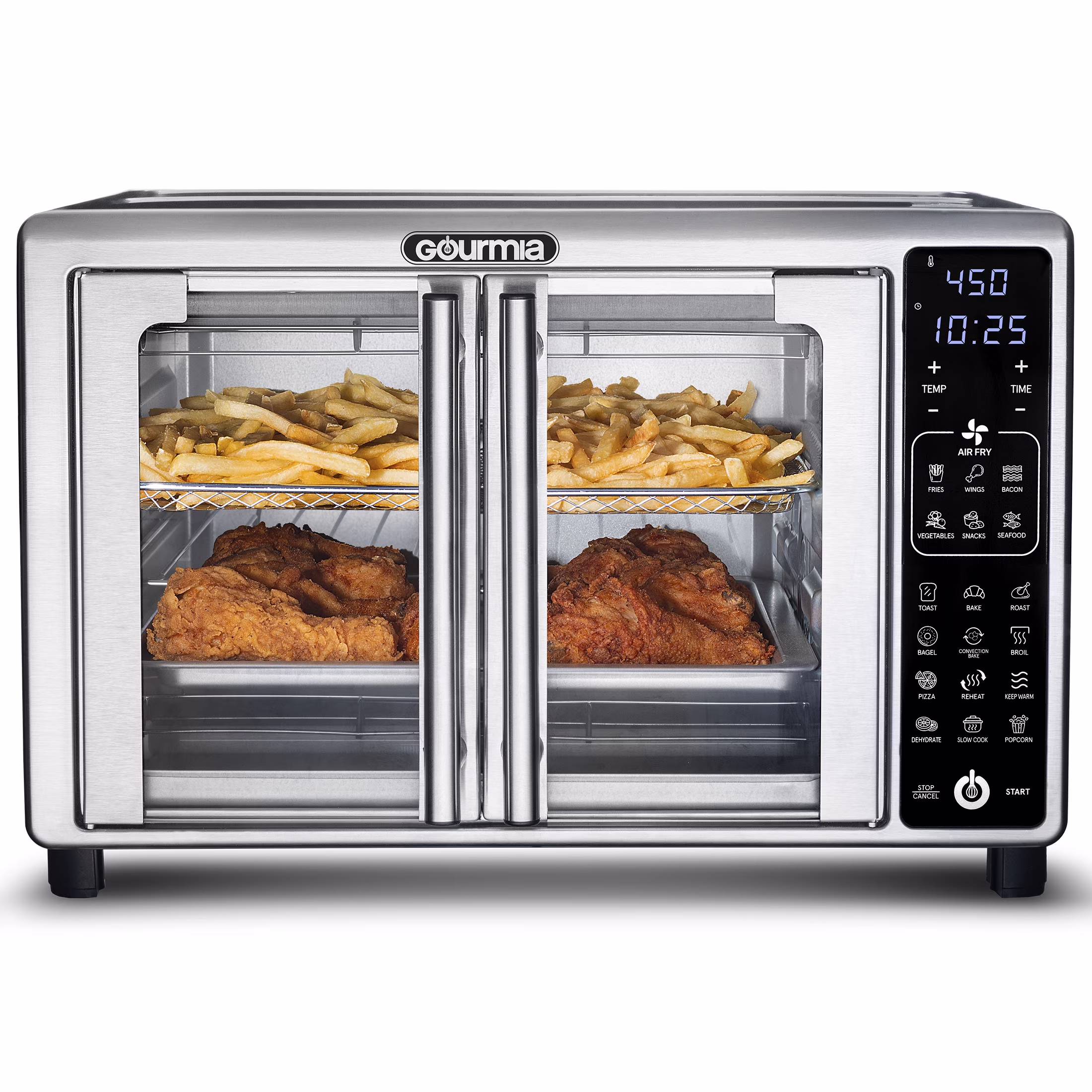 French Door 6-Slice Digital Toaster Oven Air Fryer, 19 One-Touch Presets, 24L, Stainless Steel(Stainless Steel)