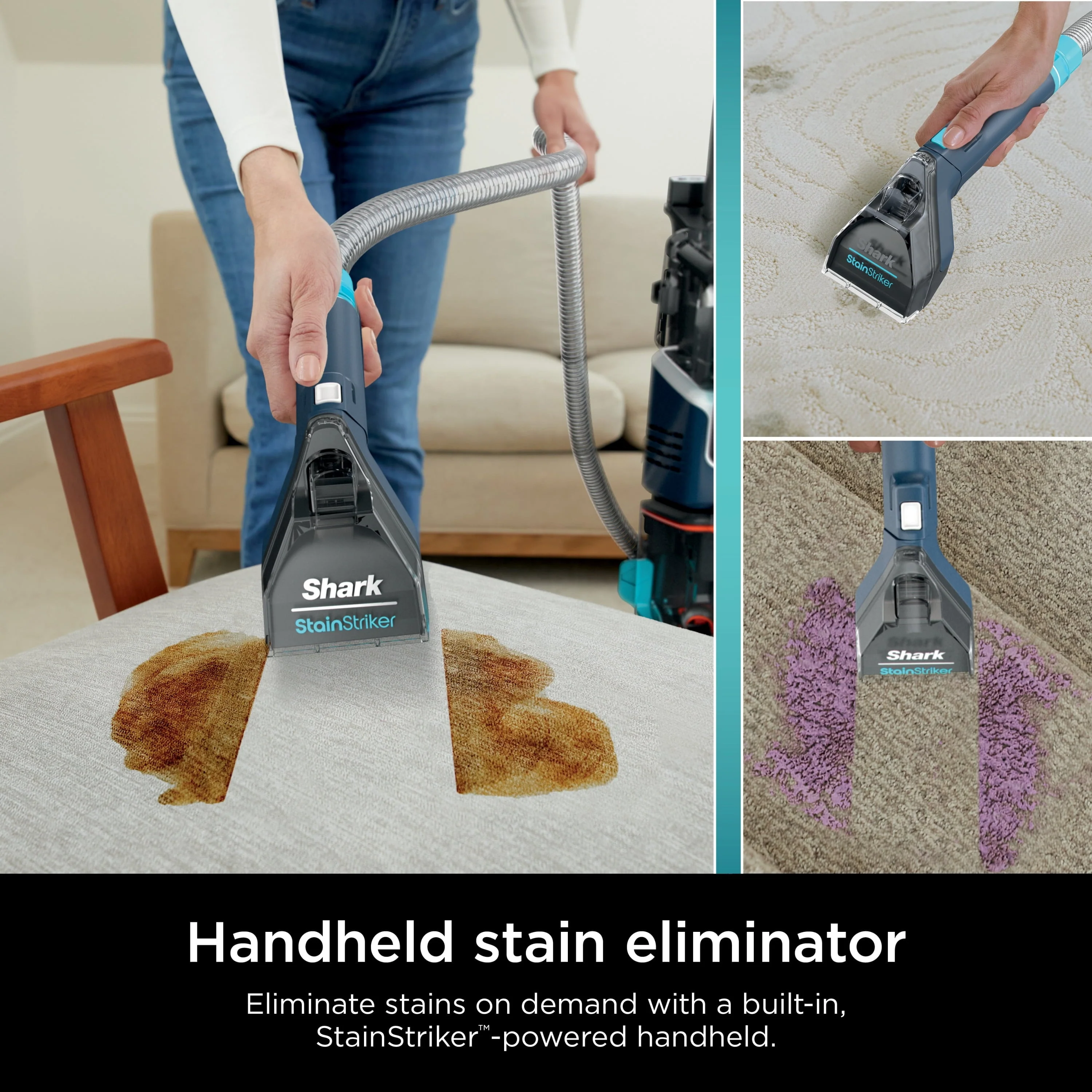 Shark CarpetXpert with StainStriker, Upright Carpet, Area Rug Upholstery Cleaner for Pets, Built in Spot Stain Eliminator, Deep Cleaning Tough Stain Removal, Carpet Shampooer, Navy, New,EX200 Image 5