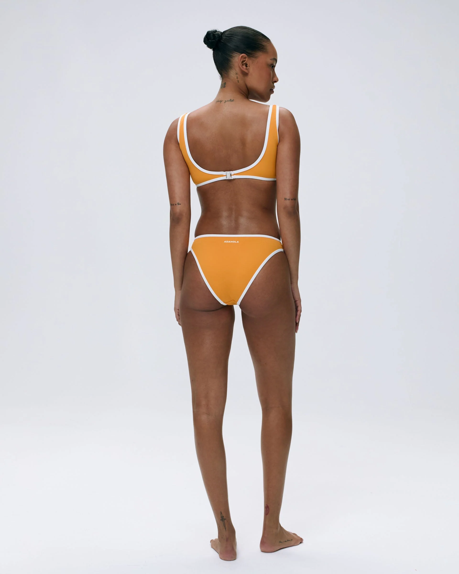 Contrast Bikini Bottom - Mango Orange/Marshmallow White