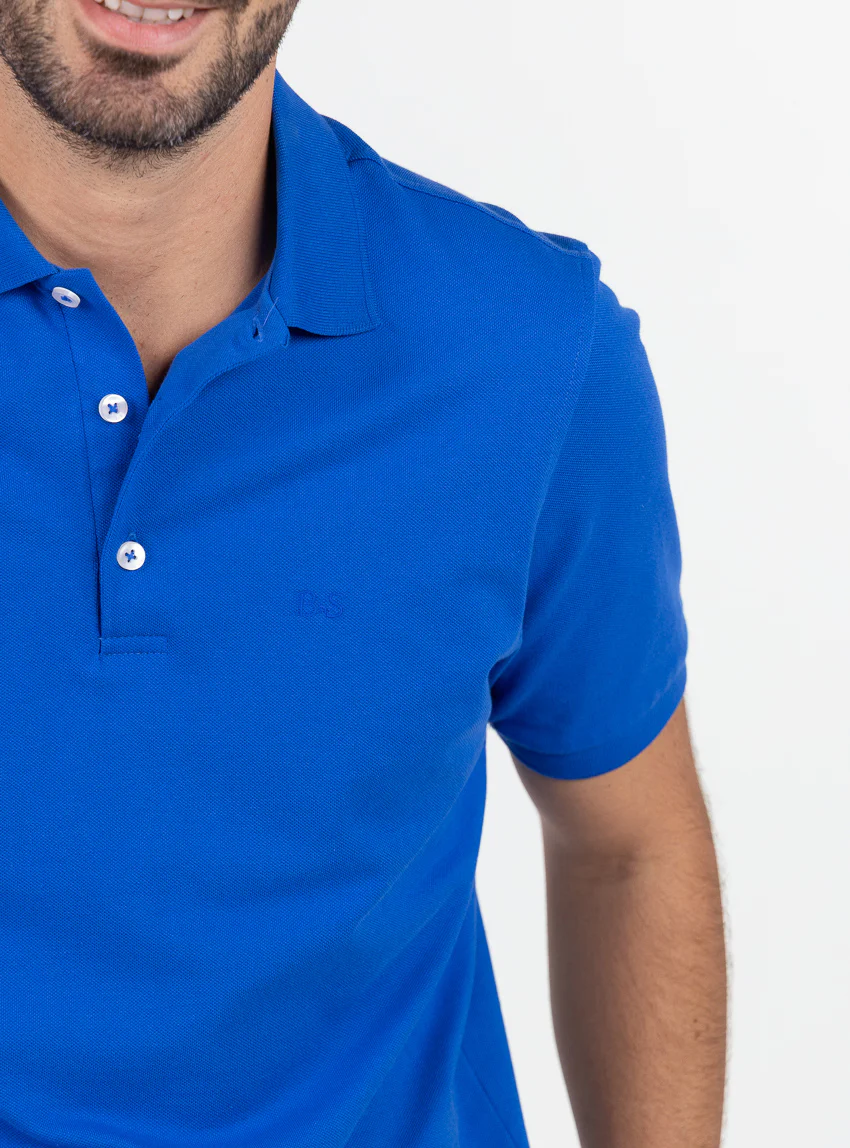 Polo homme en coton bleu tonique