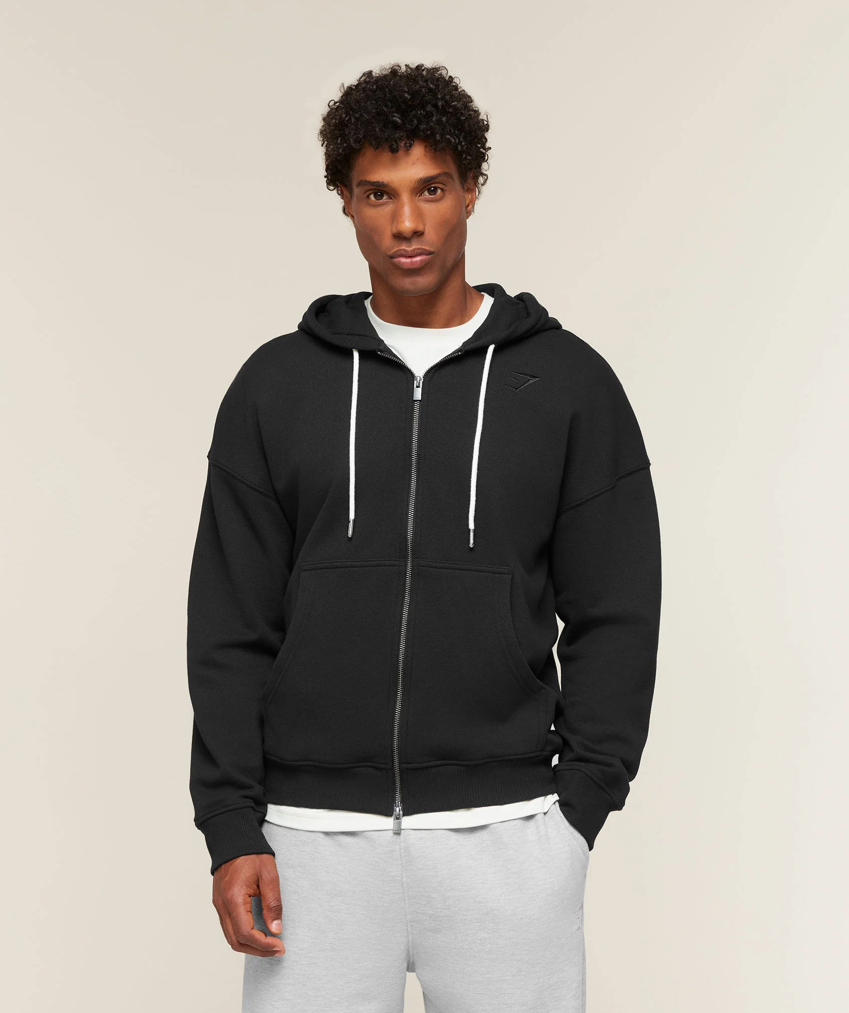CAMPUS CREST ZIP THROUGH HOODIE - Black