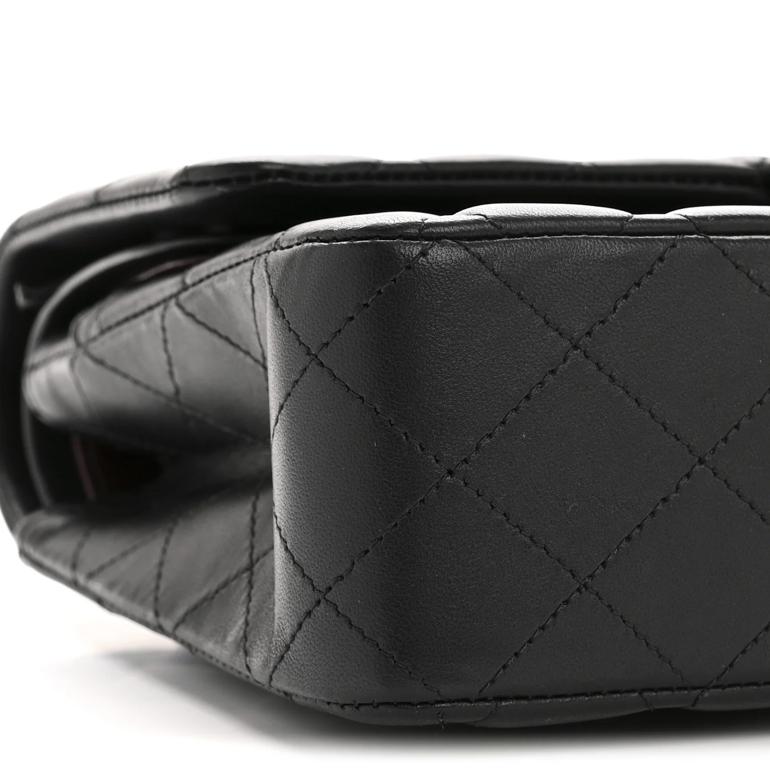 Lambskin Quilted Medium Double Flap Black