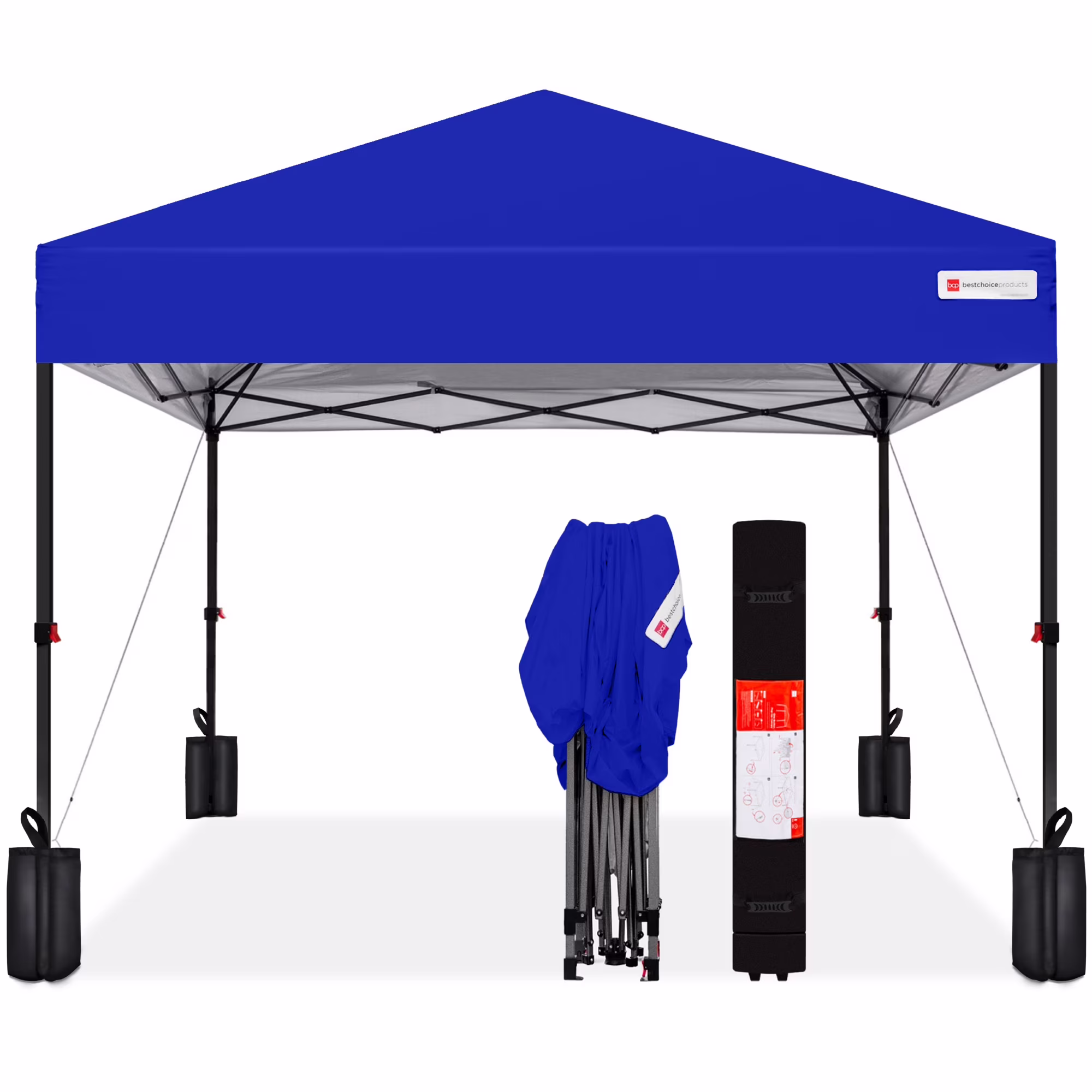 12x12ft Easy Setup Pop Up Canopy w/ 1-Button Setup, Wheeled Case, 4 Weight Bags Navy Blue(Navy Blue) - Image 7