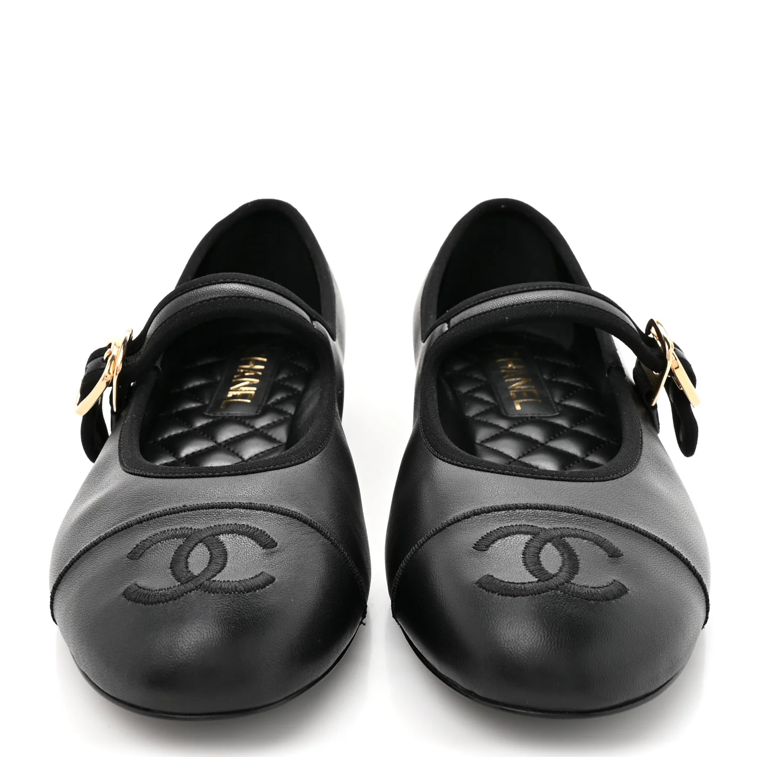 Lambskin Mary Jane Flats 38.5 Black