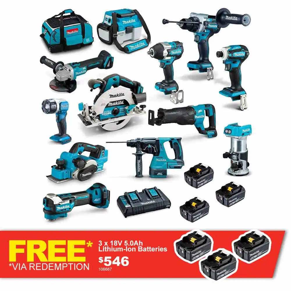 Kit combiné MAKITA 18V sans balais 12 pièces 3 x 5,0AH DLX1202TX1