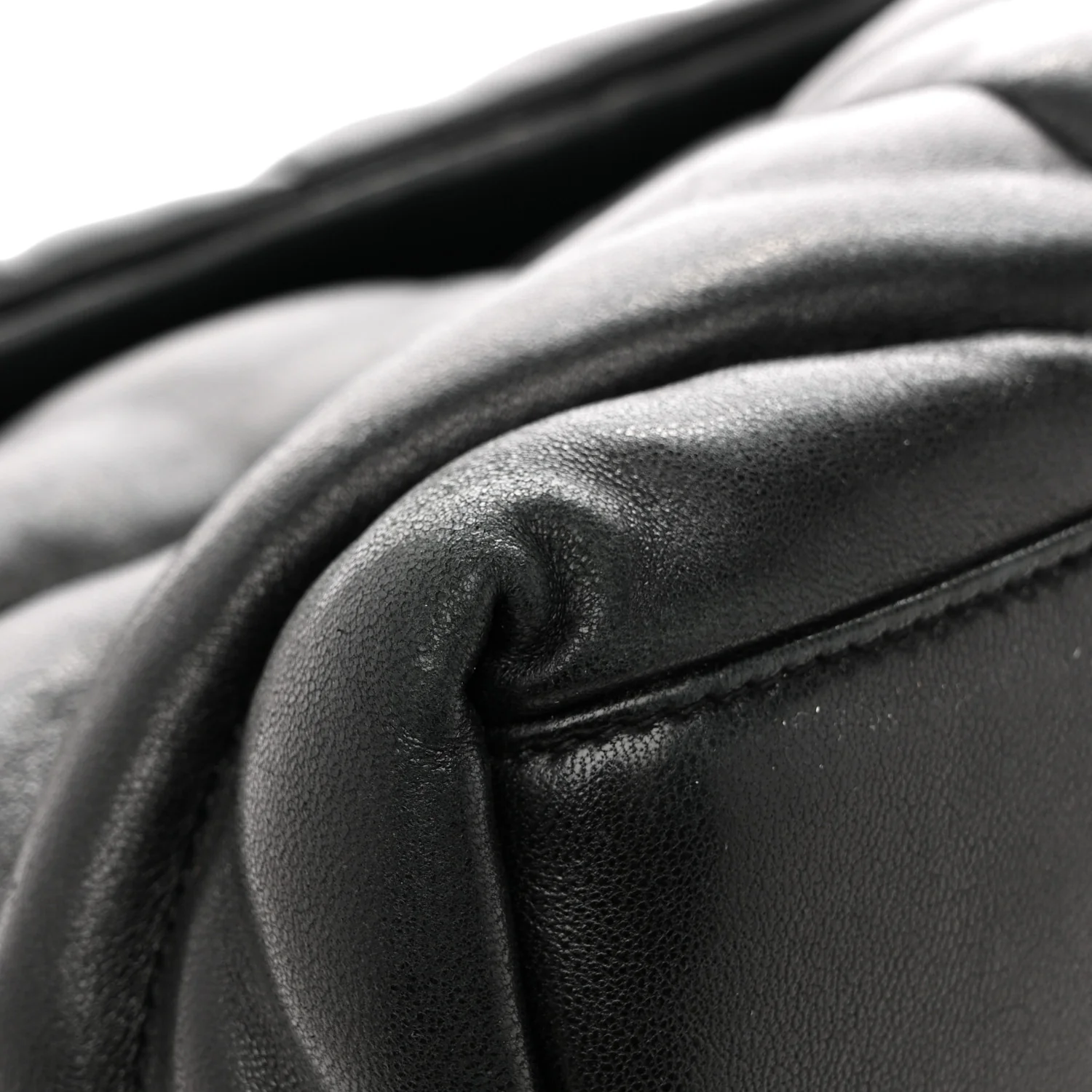 Lambskin Quilted Medium Loulou Puffer Monogram Chain Satchel Black