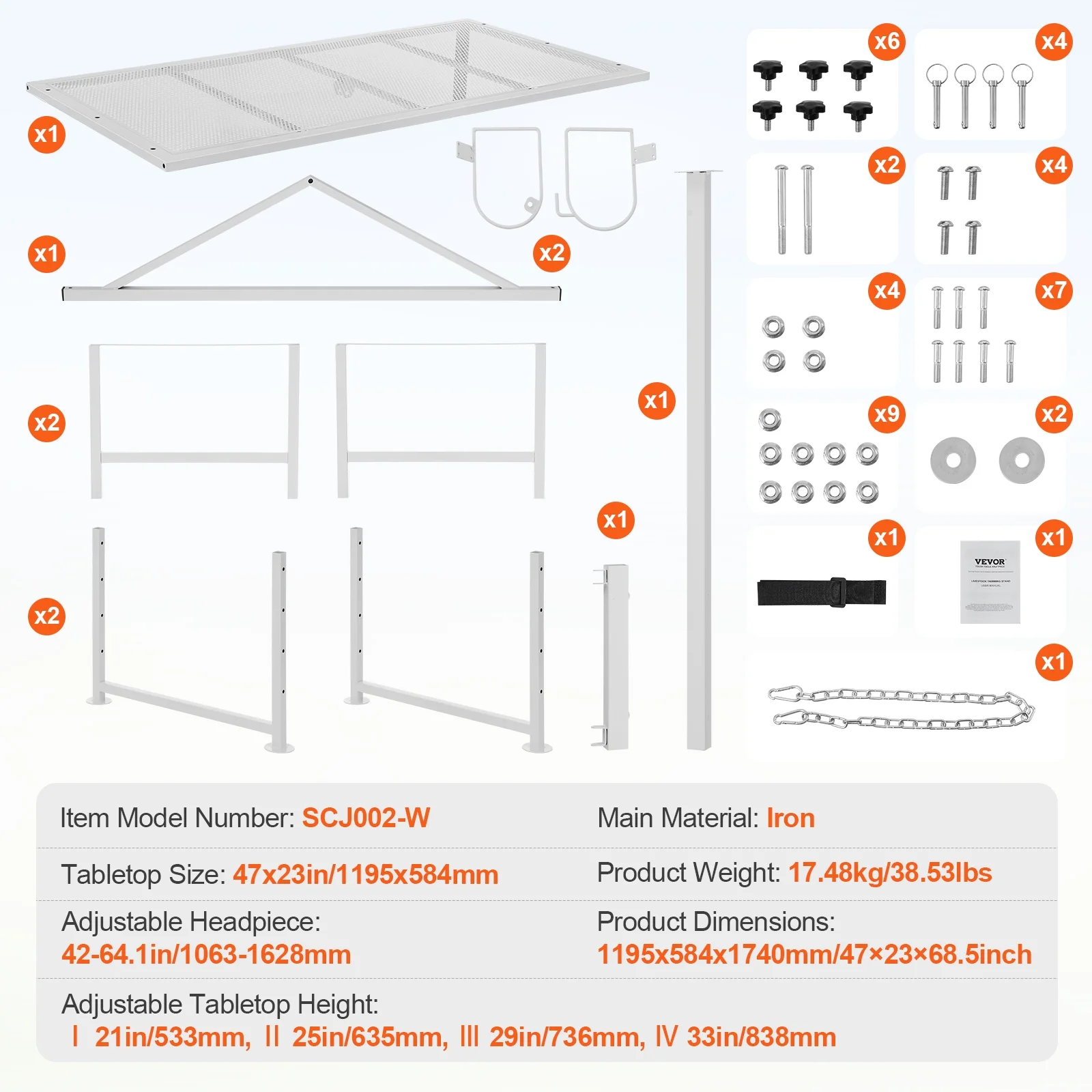 Livestock Stand for Goats and Sheep, 47x23 inch, Durable Metal Frame for Milking and Shearing, Height Adjustable from 21" to 33" - Image 9
