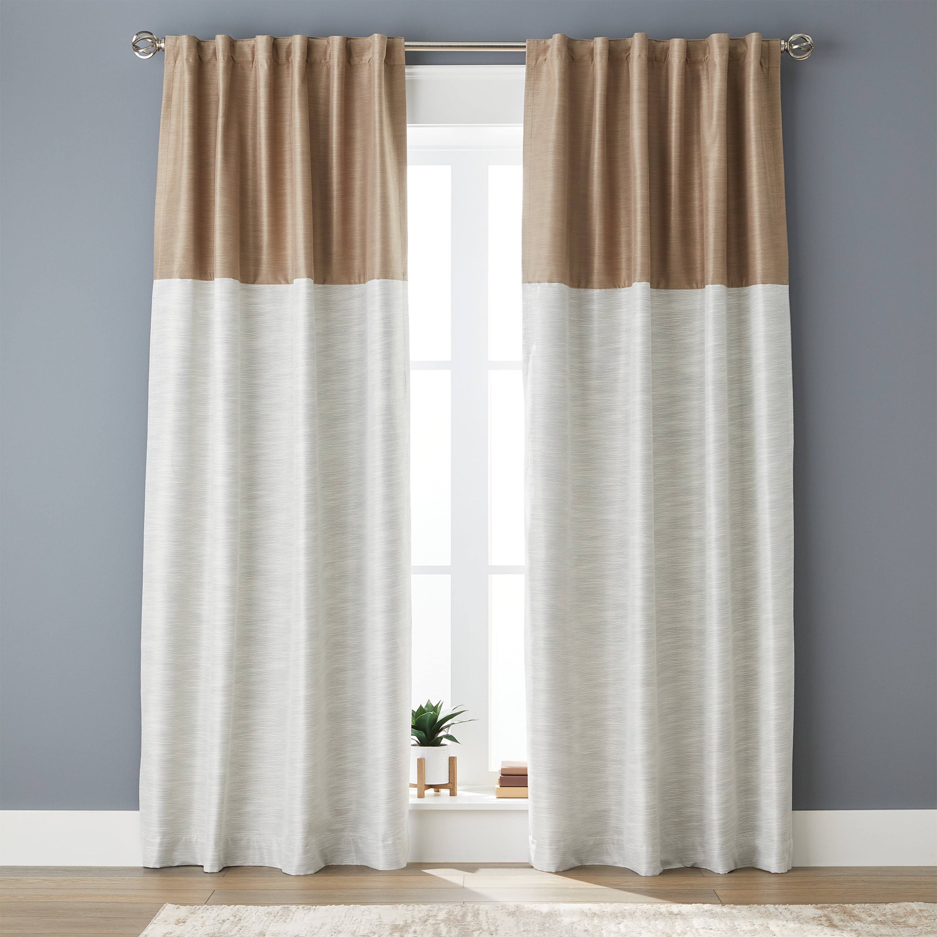 Better Homes Gardens Colorblock Solid Polyester Pole Top Blackout Single Curtain Panel - Brown - 50x84 in
