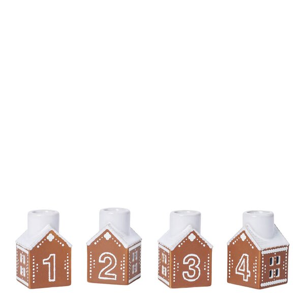 Gingerbread adventsstake 4 deler brun