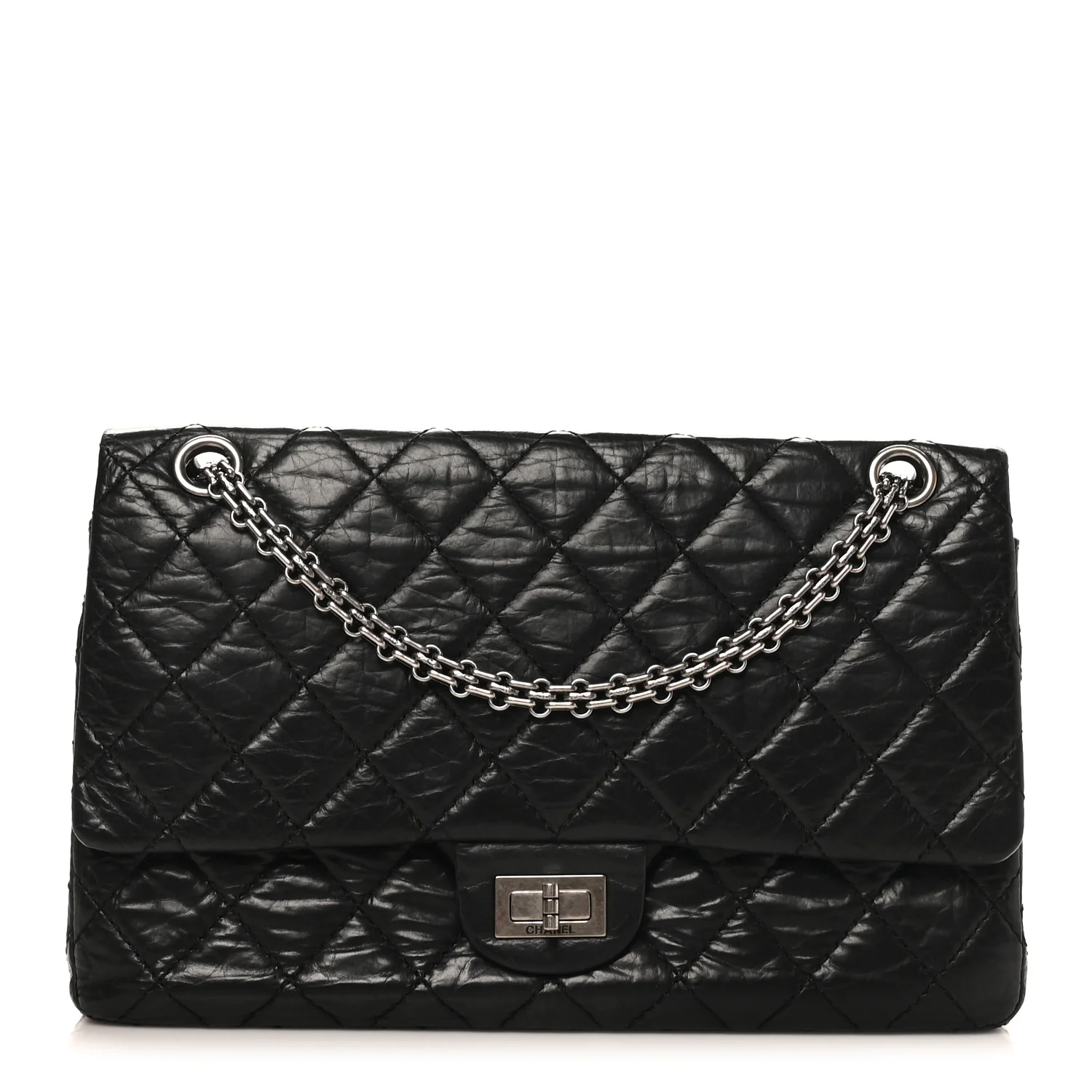 Aged Calfskin Quilted 2.55 Reissue 226 Flap Black