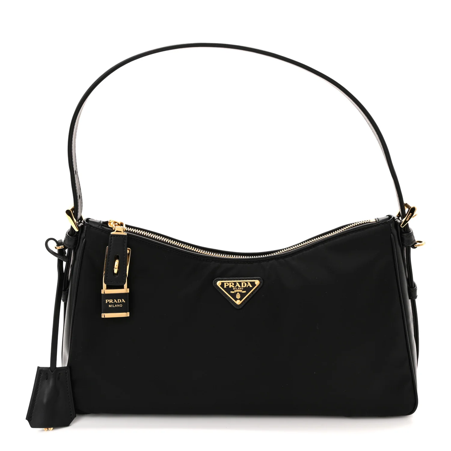 Re-Nylon Vitello Large Aimee Shoulder Bag Black