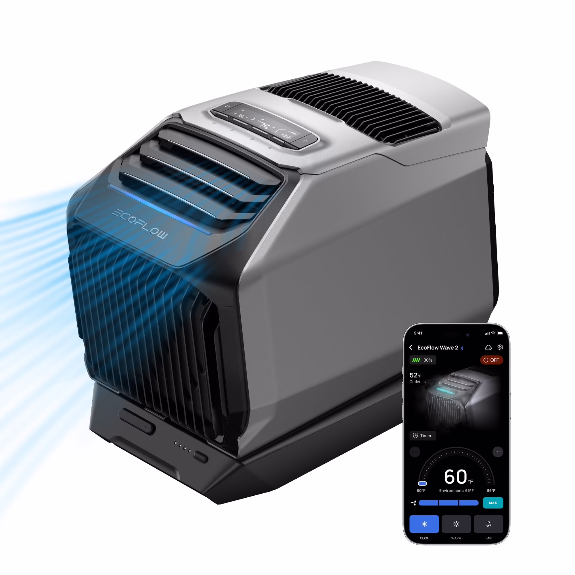 EF WAVE 3 Portable Air Conditioner, 1800W/6100 BTU Cooling and 2000W/6800 BTU Heating, 1000W Fast Charging in 75 mins, 8H Wireless Running, APP Control, for Camping, Vanlife, RVs(1) - Image 6