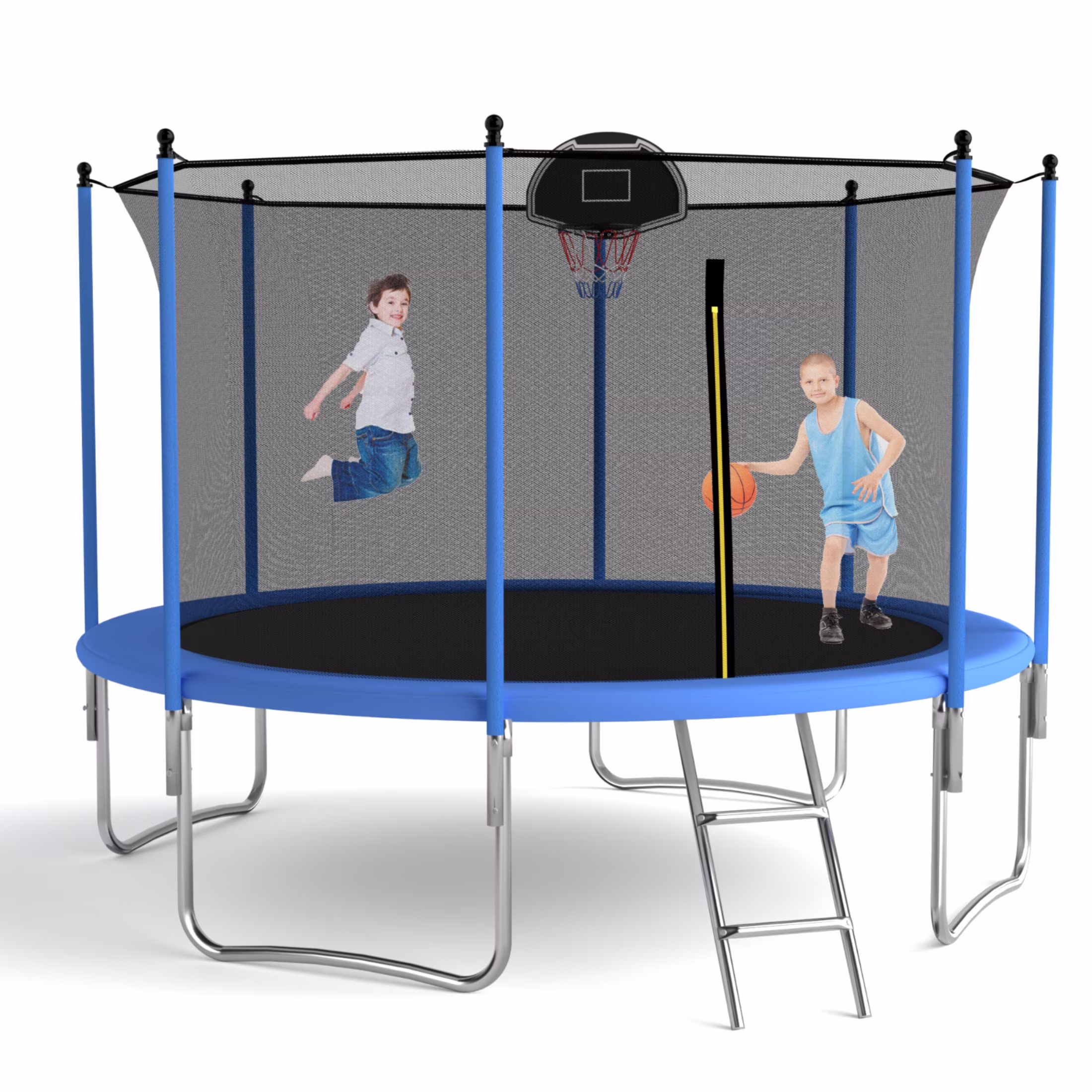 Trampoline for Kid Adult 10FT Outdoor Trampoline with Safety Enclosure Net ladder(One Size)