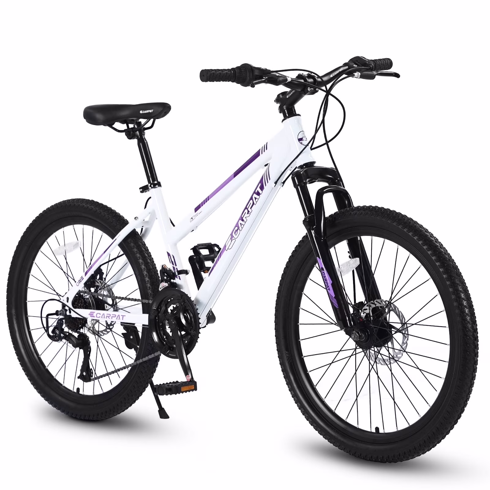 26-Inch Women's Mountain Bike for Youth and Adults, Featuring Shimano 21-Speed Shifter and Dual Hand Brakes, White