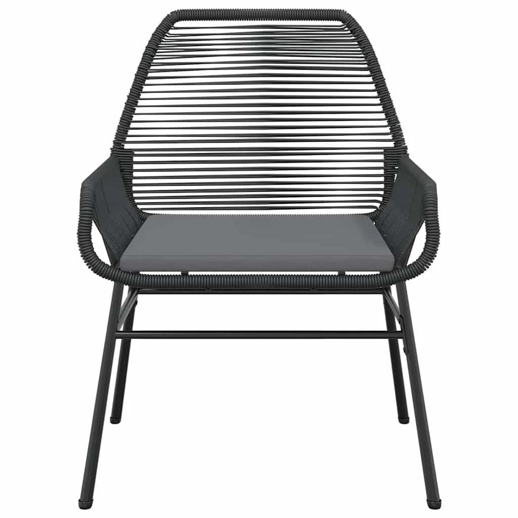 Vidaxl 7 Piece Patio Dining Set with Cushions Black Poly Rattan Glass