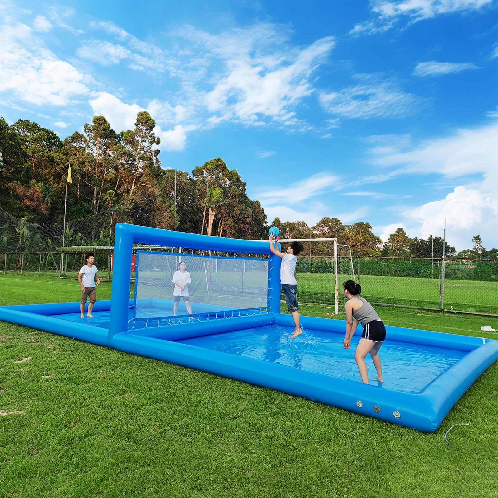 33FT Inflatable Volleyball Court, 2 in 1 Volleyball Pool Football Court Water Soccer Field with 800W Blower for Beach Backyard Outdoor Summer Party,33ft(L) x 16.5ft(W) x 7ft(H) - Image 5