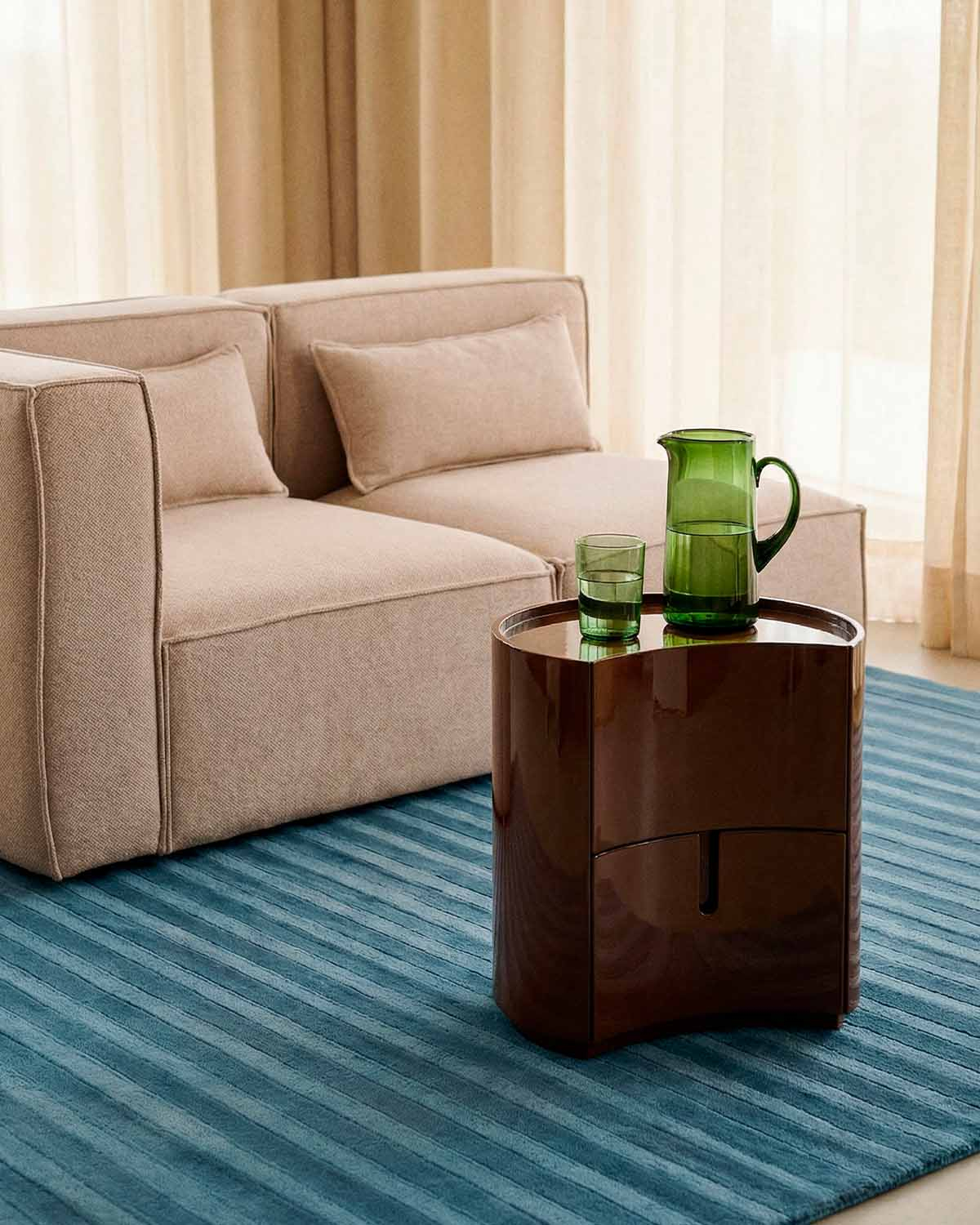 Karyna - Mesa Auxiliar con 2 Cajones de Madera (50x42 cm) Karyna
