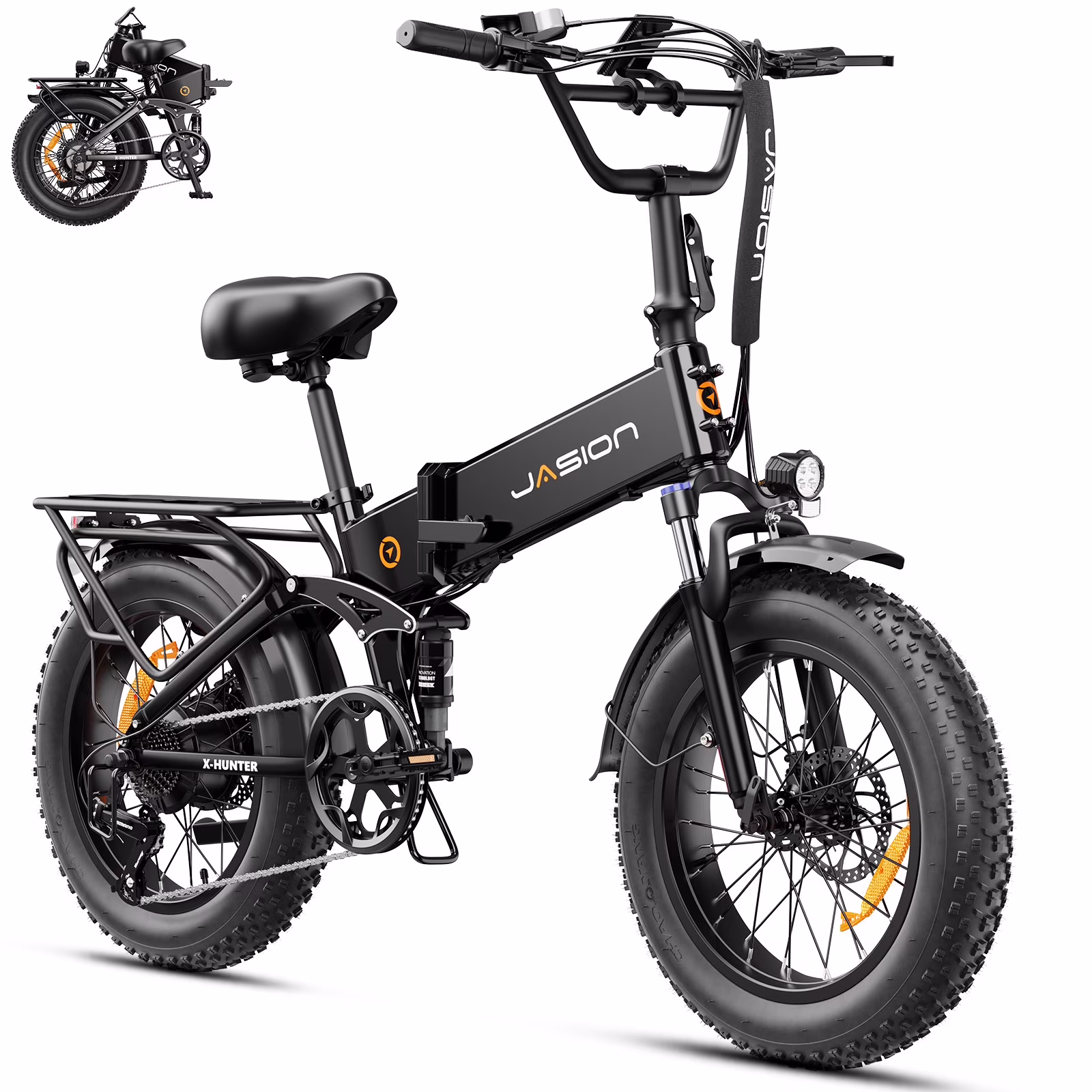 X-Hunter Electric Bike for Adults, 750W Motor Electric Bicycle with 48V 13AH Removable Battery, 20" x4.0 Fat Tire Folding Ebike, Full Suspension, 7-Speed Bicycles(Gray X-hunter) - Image 7