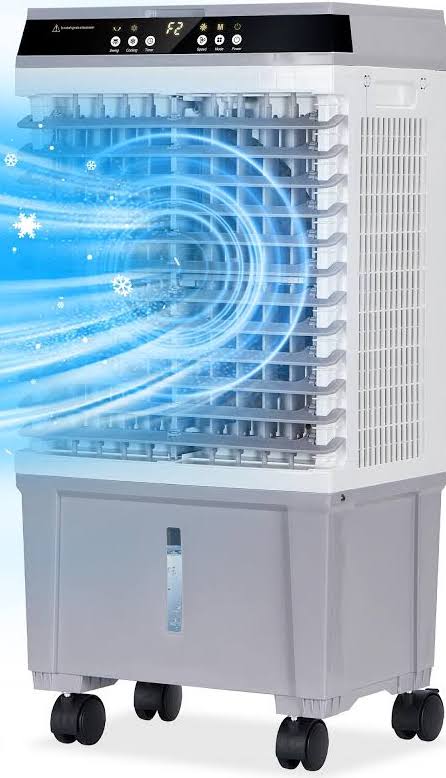 uthfy Evaporative Air Cooler, Swamp Cooler with 5.3 Gallon Water Tank, 4 Ice Box, Remote, 12H Timer, 110oscillation, Portable Air Cooler Cooling Fan