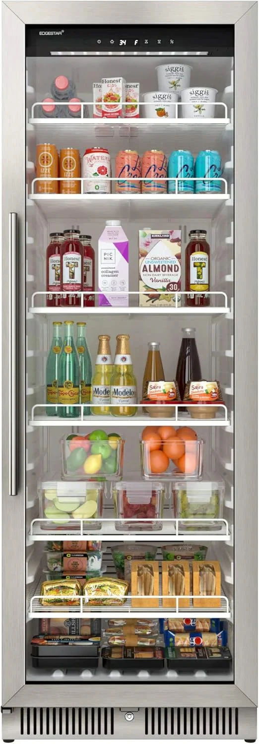 22" Wide 10.1 Cu. ft. Commercial Beverage Merchandiser - Stainless Steel, Temp Alarm, Reversible Door