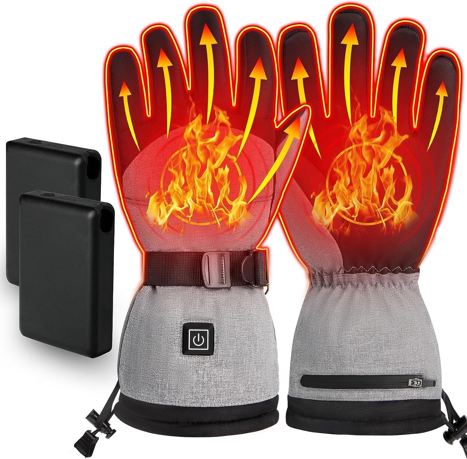 ALLJOY Heated Gloves for Men Women,5V 5000mAh Rechargeable Touchscreen Waterproof Heated Gloves for Men,Winter Snow Warm Electric Battery Heated Gloves  for Ski Motorcycle Work