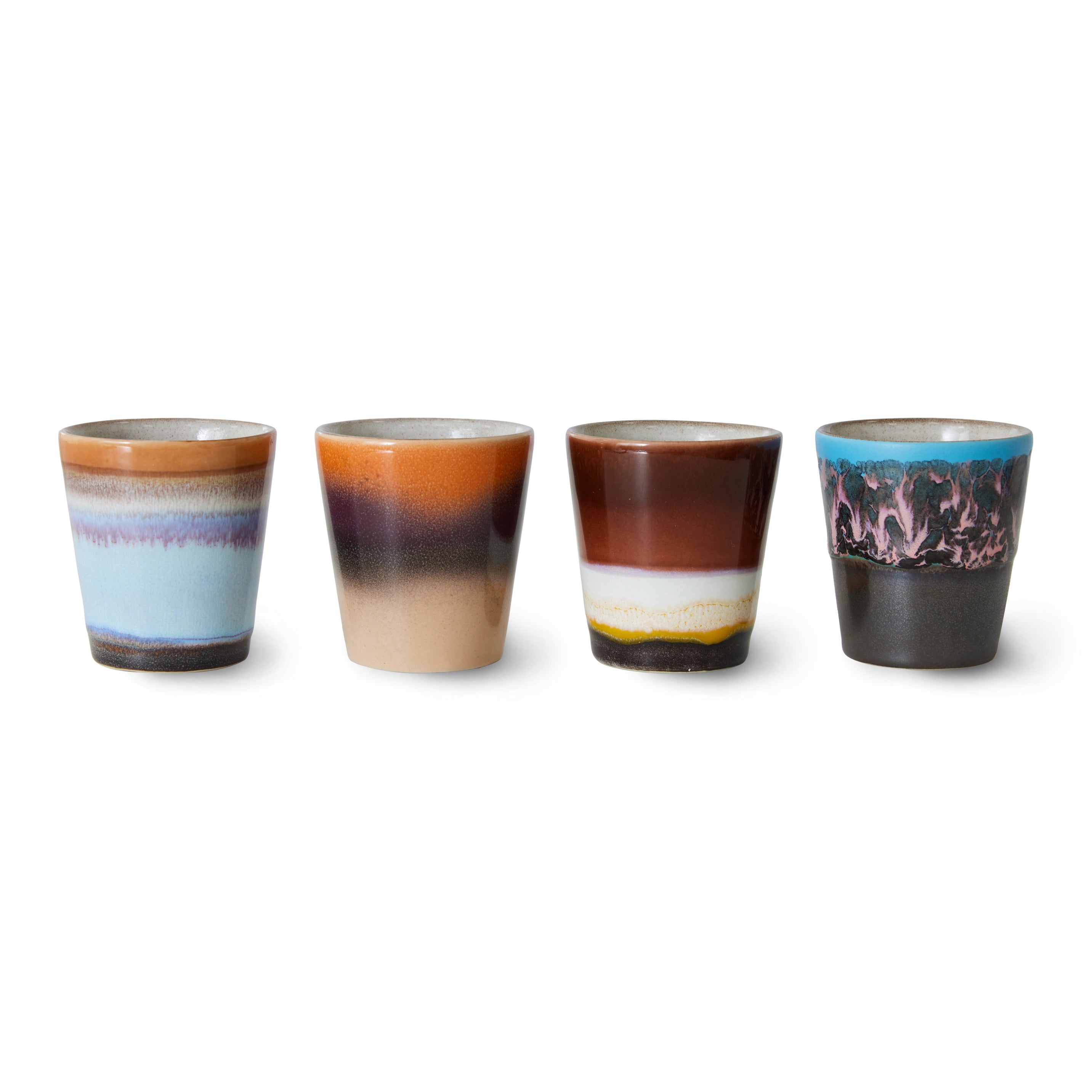 HKliving 70's Ceramics Ristrettokopje 0,1 L - Set van 4 - Solar