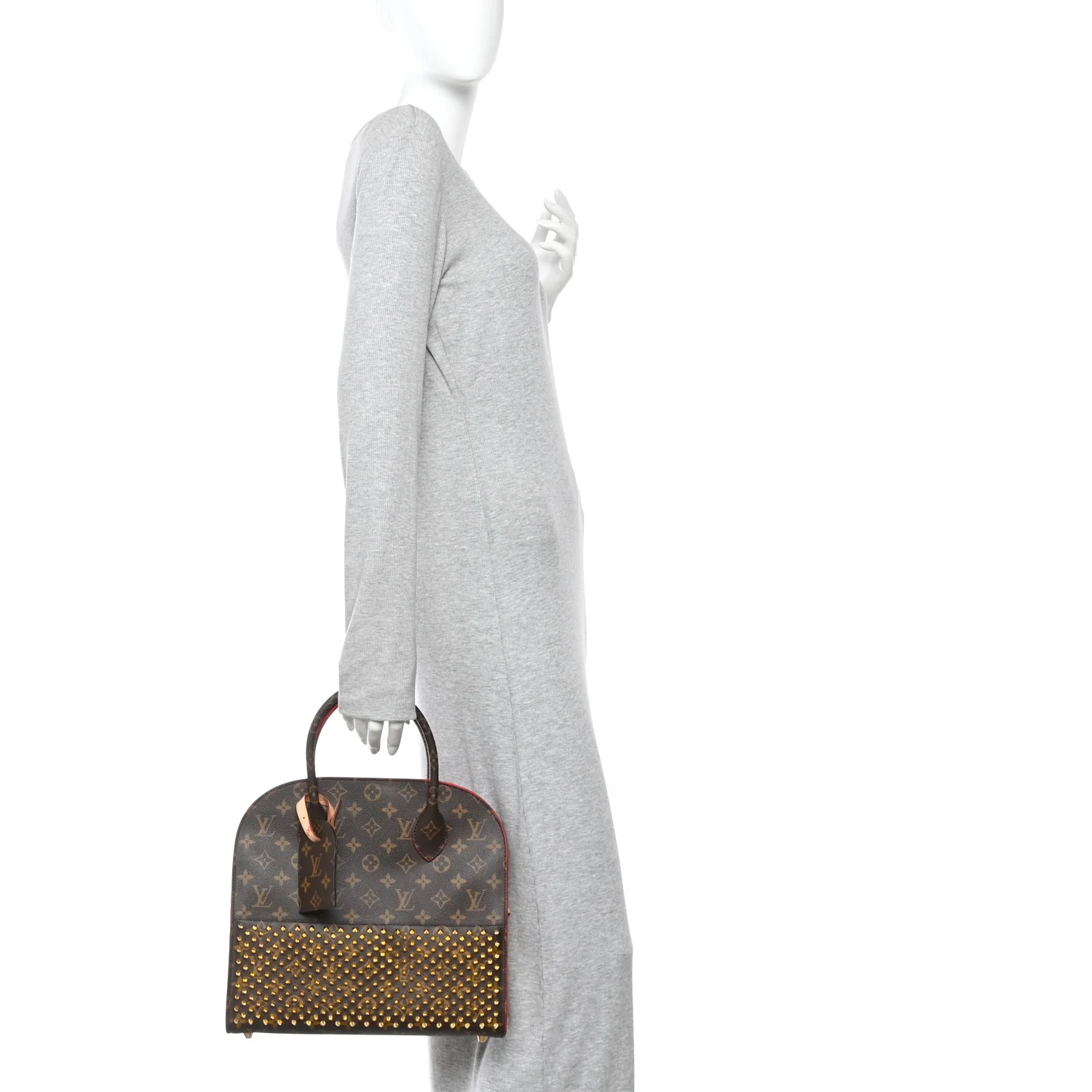 Monogram Calf Hair Spikes Iconoclasts Christian Louboutin Tote Red