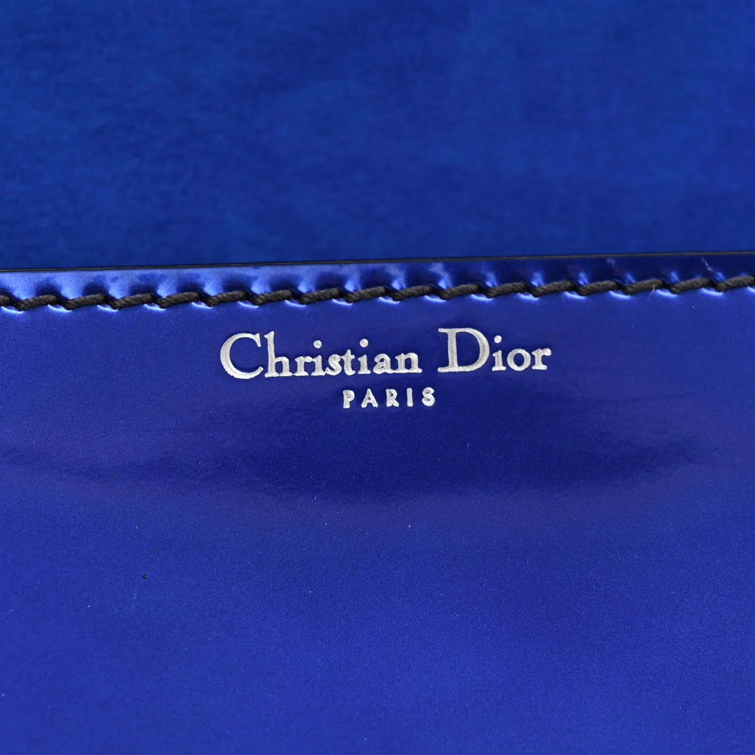 Metallic Patent Crystal Dioraddict Flap Bag Blue
