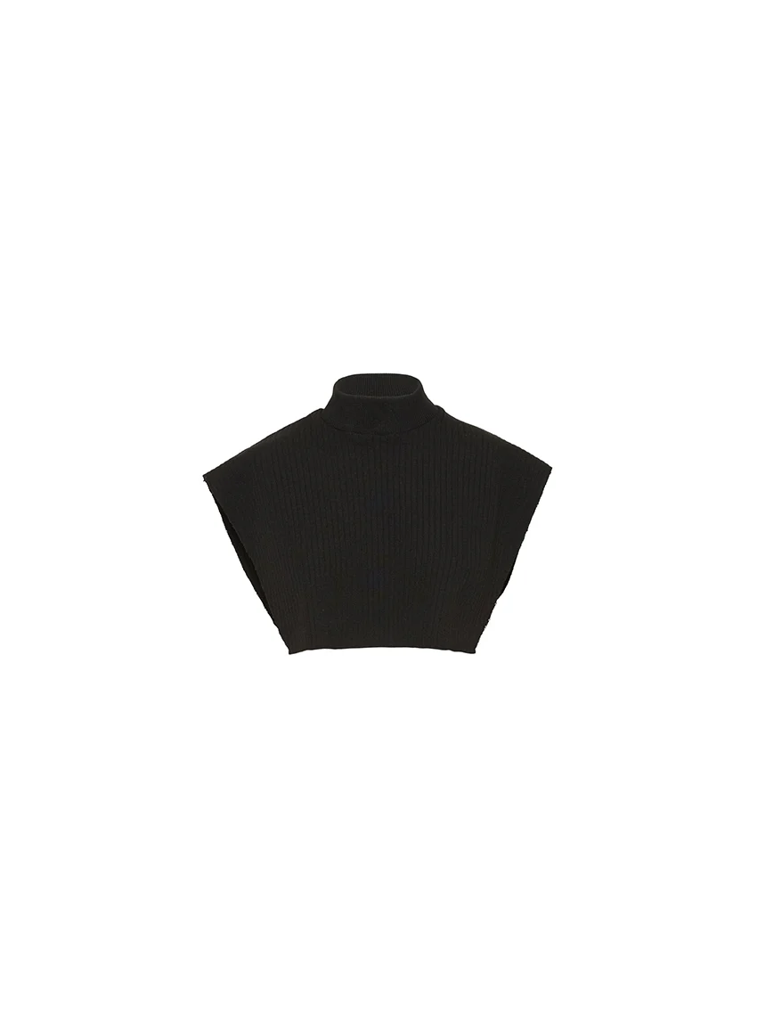 Col plastron mixte laine mérinos noir