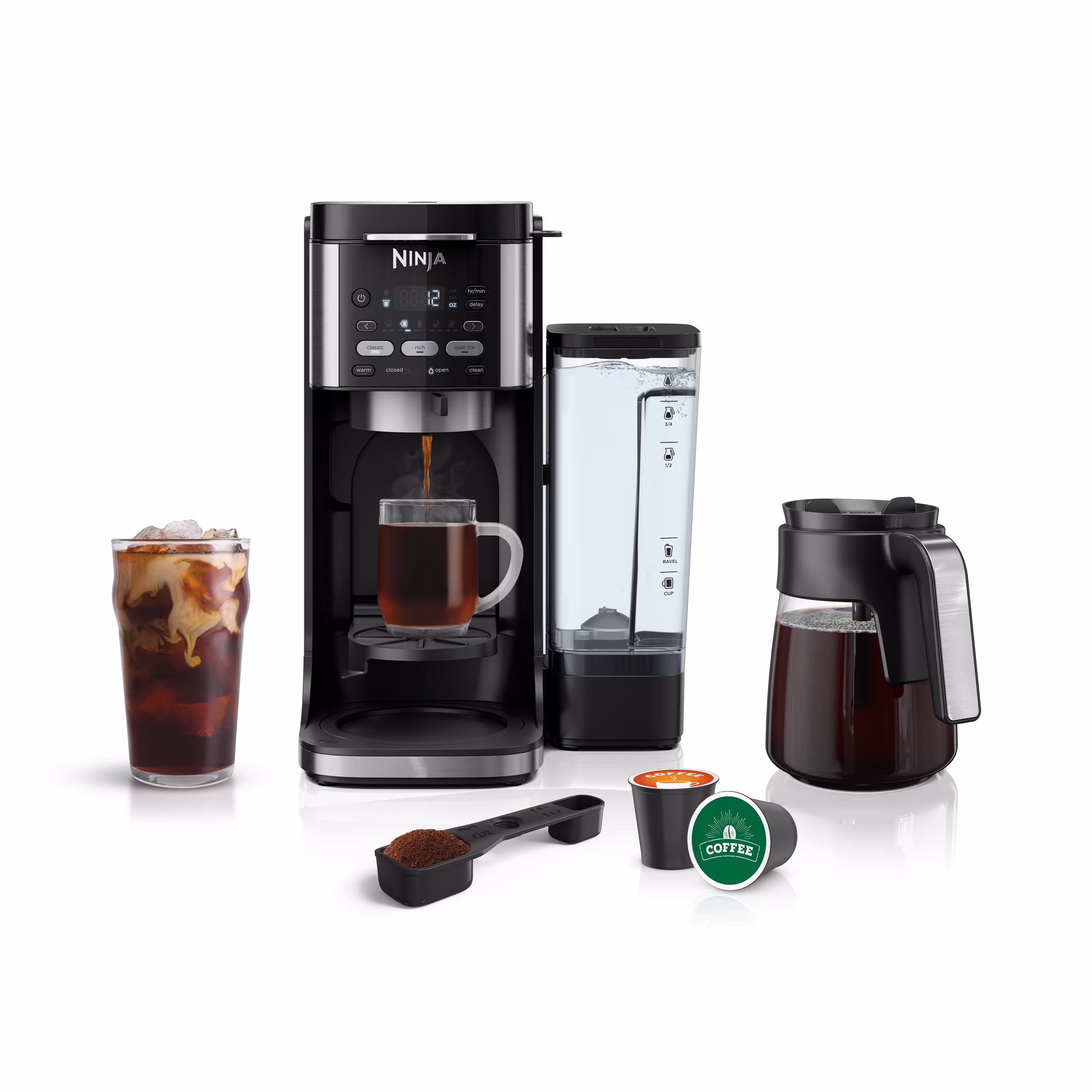 Ninja Dualbrew Hot & Iced Coffee Maker, Single - Serve, Compatible with K - Cups & 12 - Cup Drip Coffee Maker, CFP101