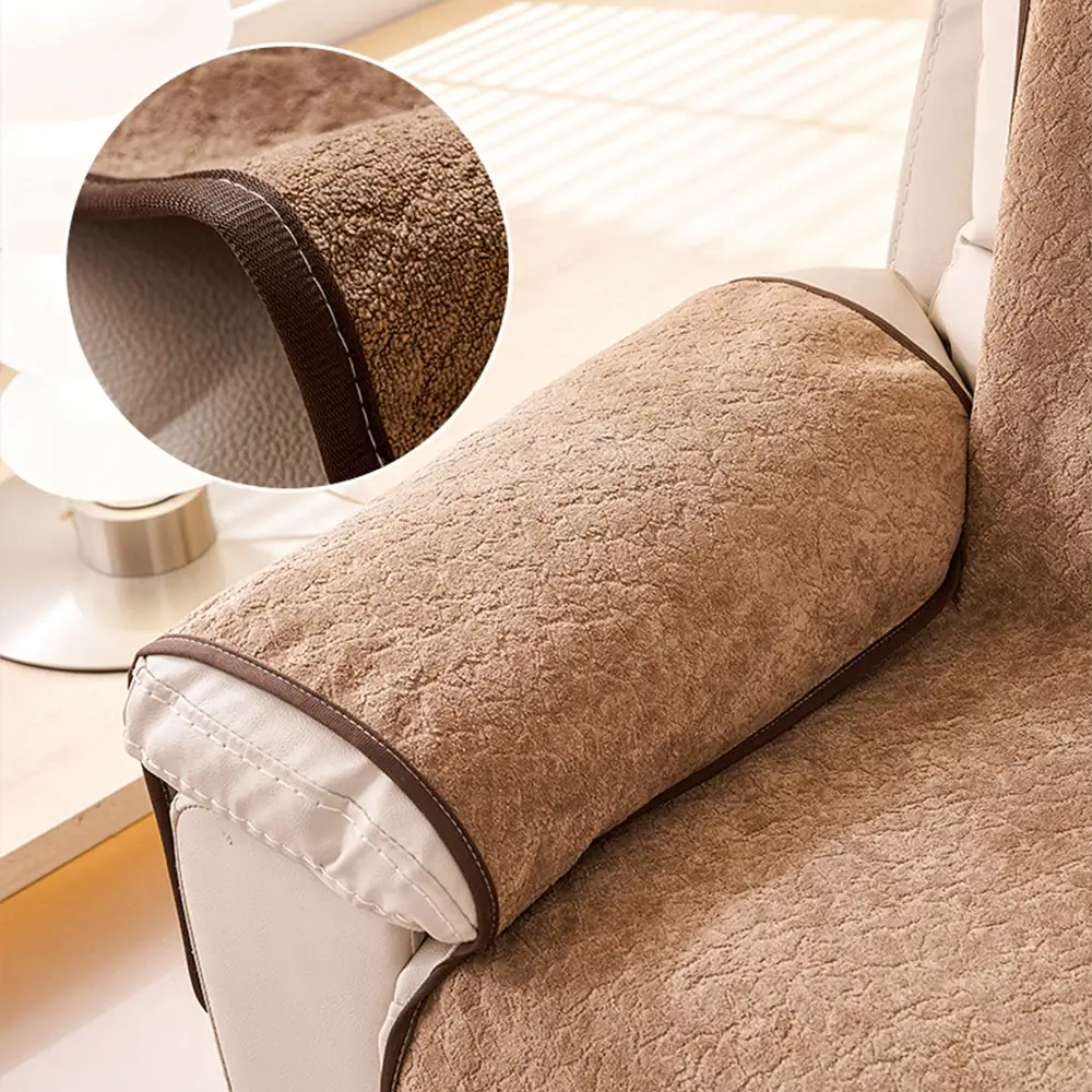 Chenille Scratch-Resistant Recliner Couch Cover With Straps - Snowflake